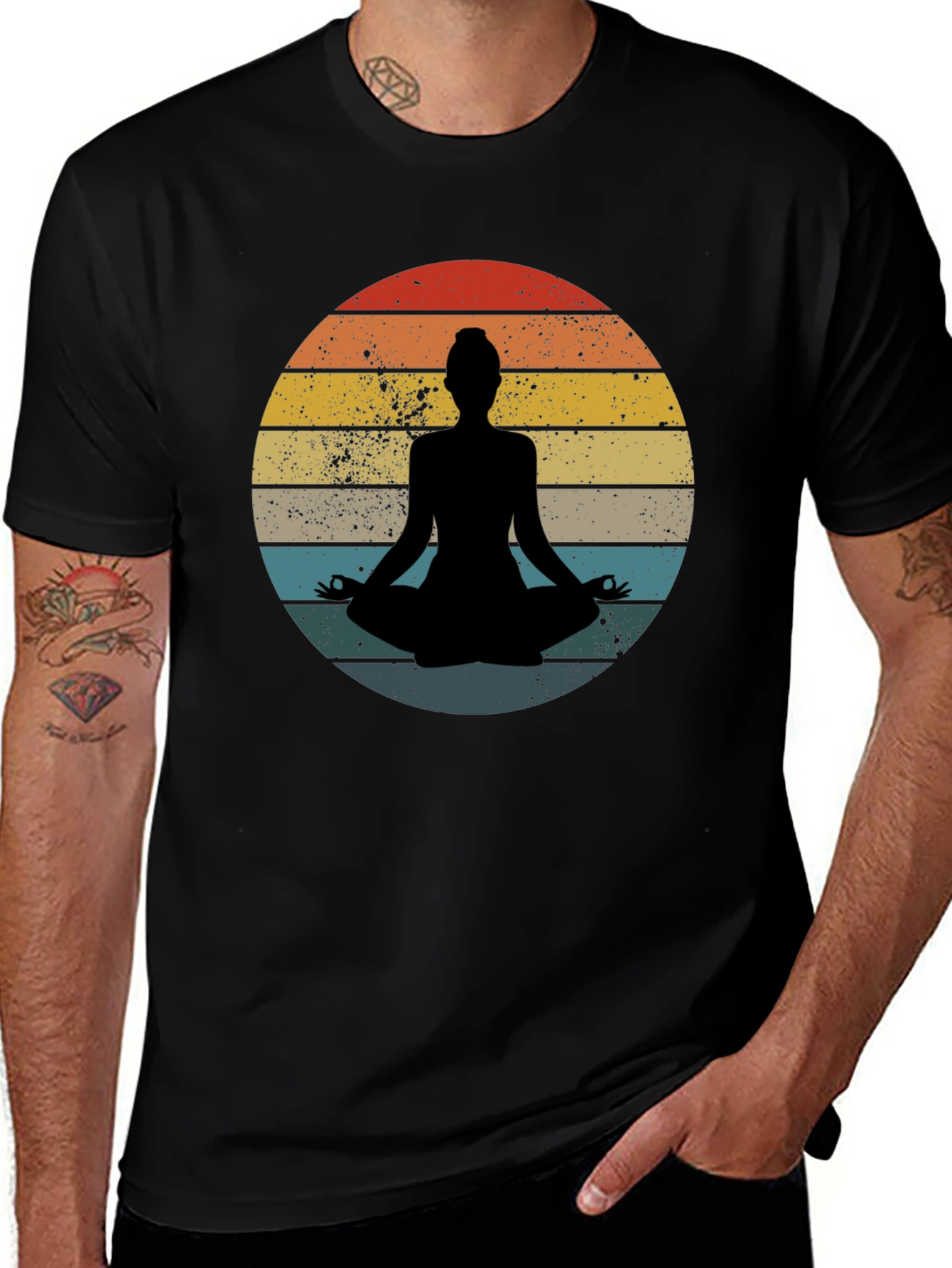 Variant 24 of Yoga Silhouette Retro Sunset T-Shirt