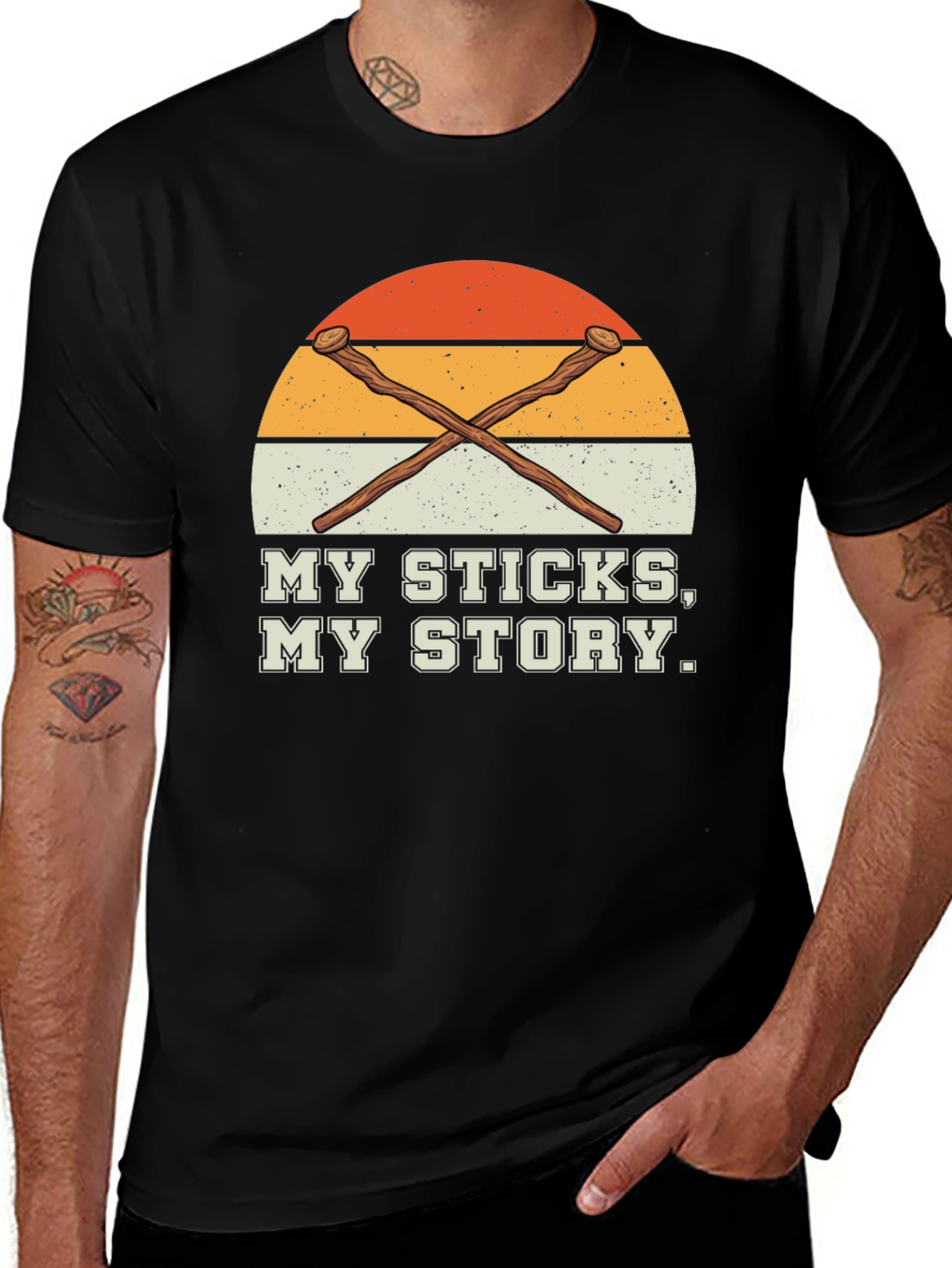 Variant 13 of My Sticks, My Story Black Graphic T-Shirt