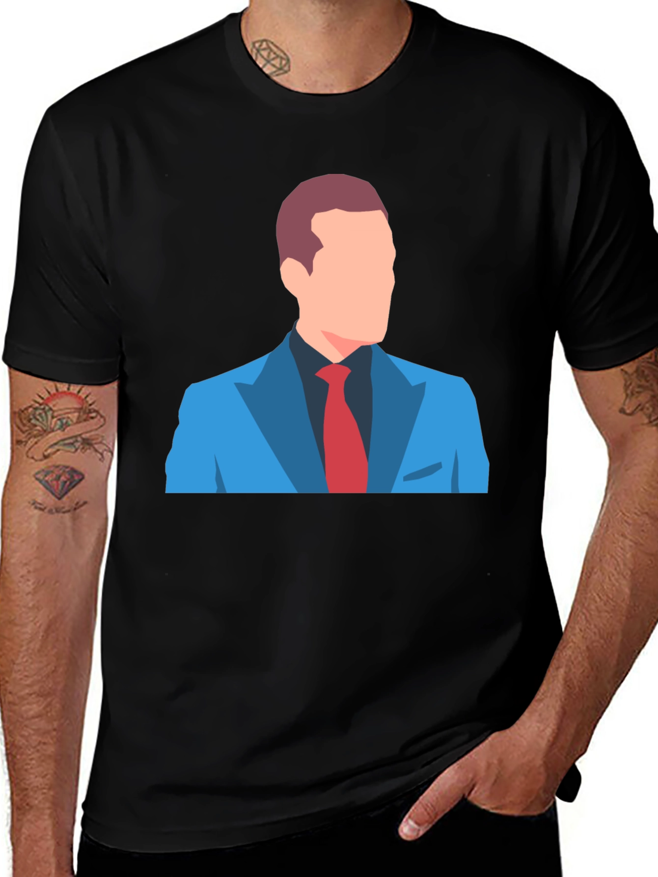 Variant 5 of Suit Graphic Black T-Shirt - Modern Style