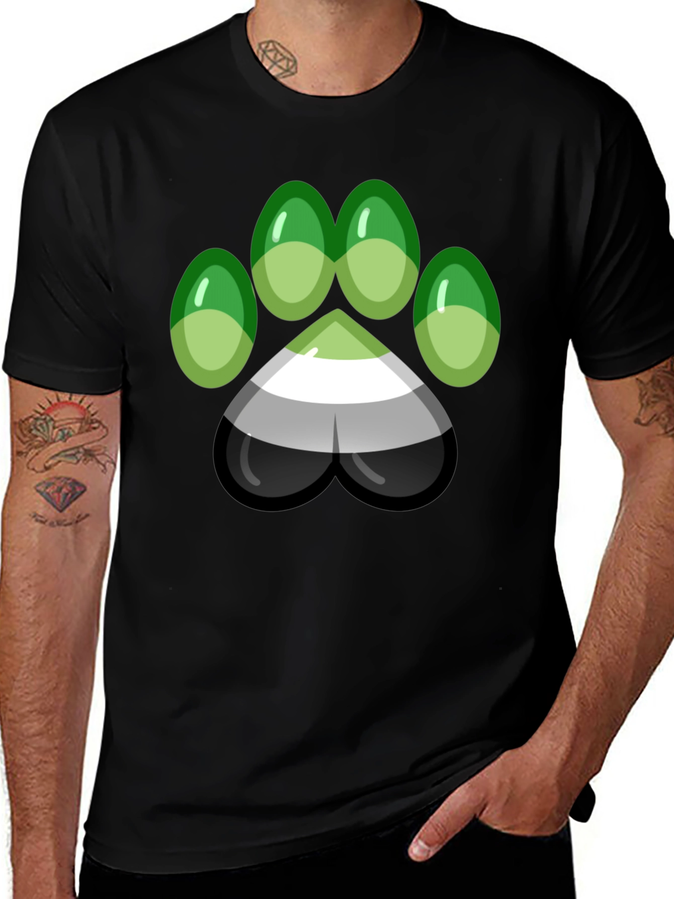 Aromantic Pride Paw Print T-Shirt