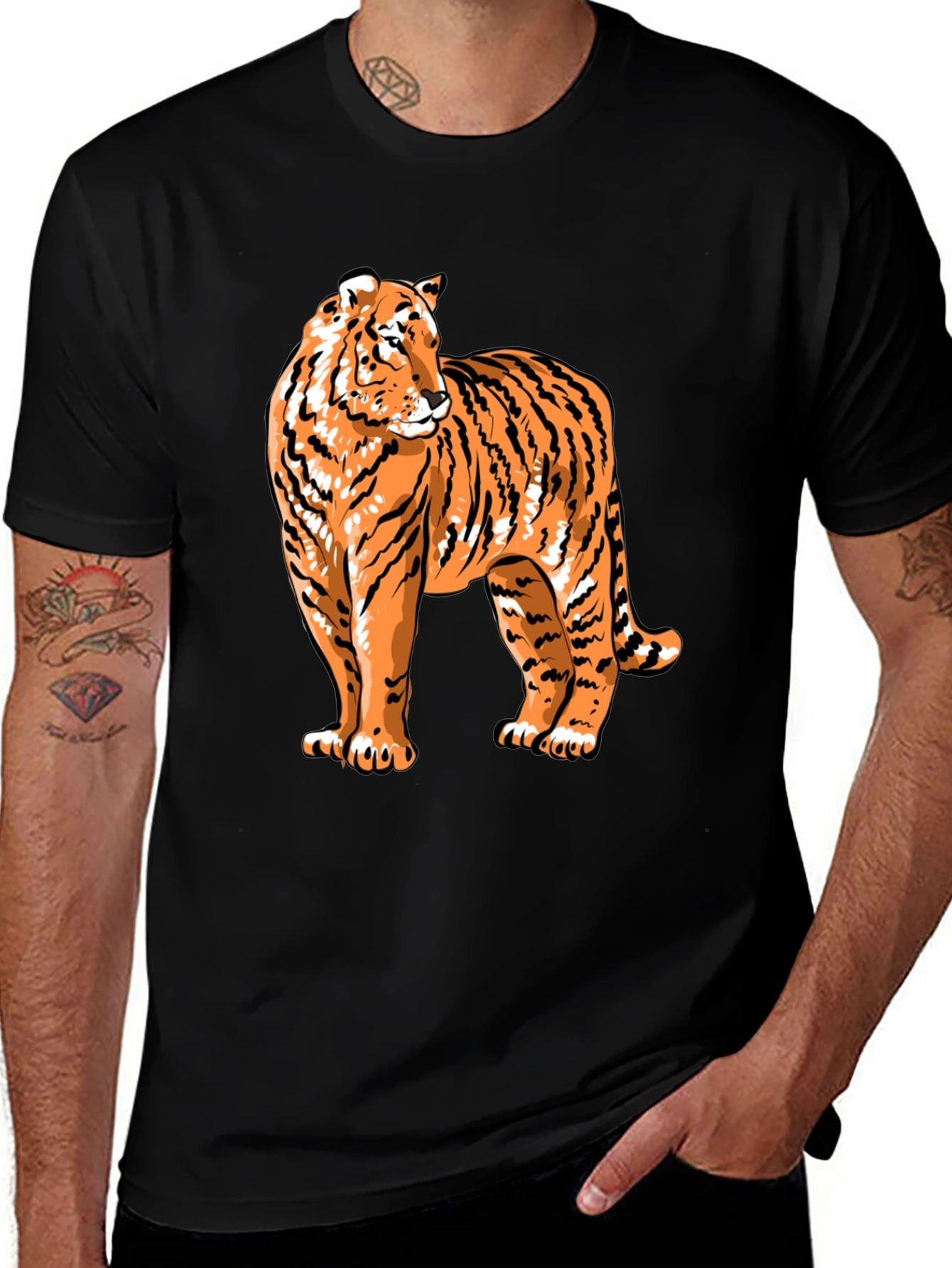Variant 9 of Cool Tiger Graphic Black T-Shirt