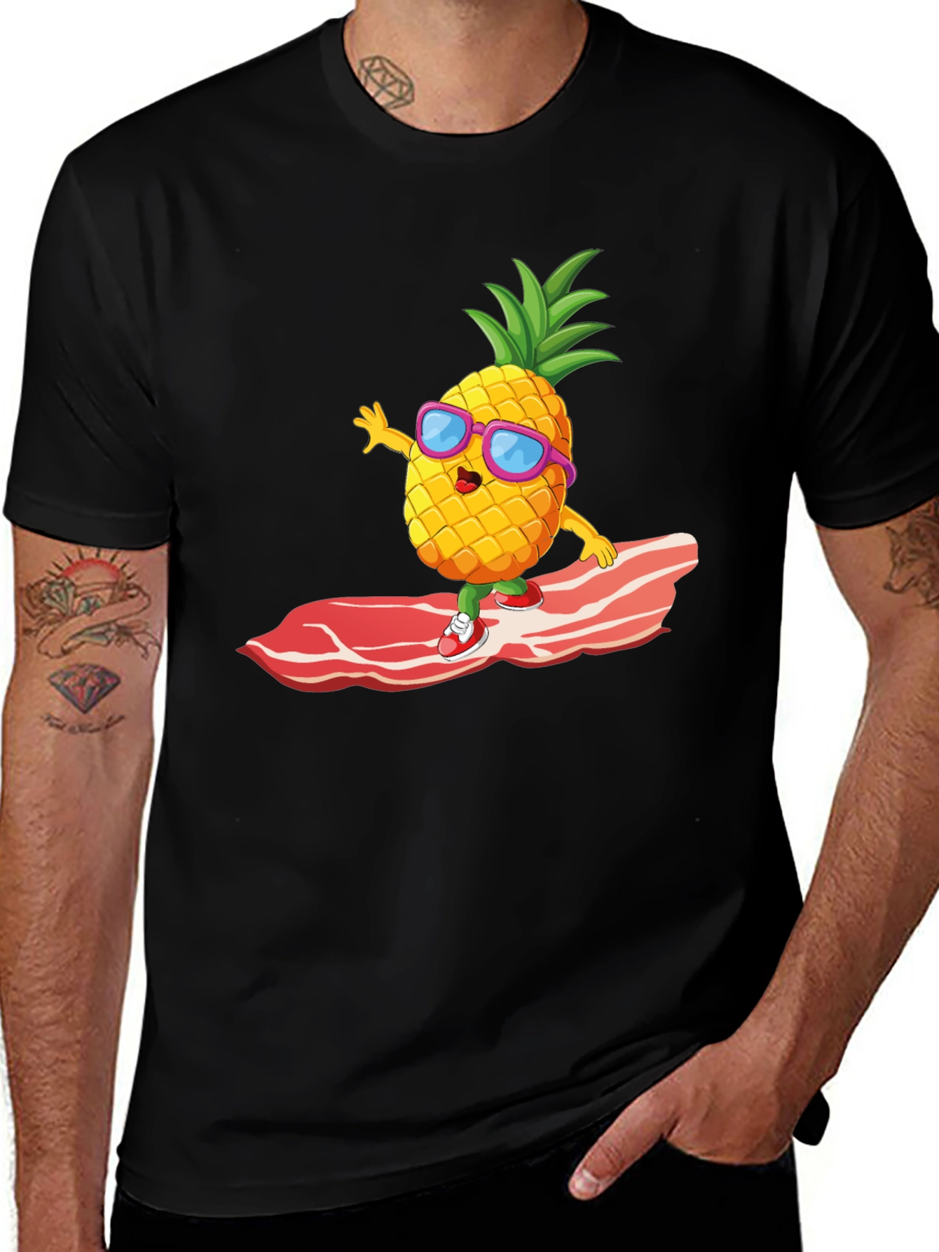 Variant 17 of Pineapple Surfing Bacon Funny T-Shirt