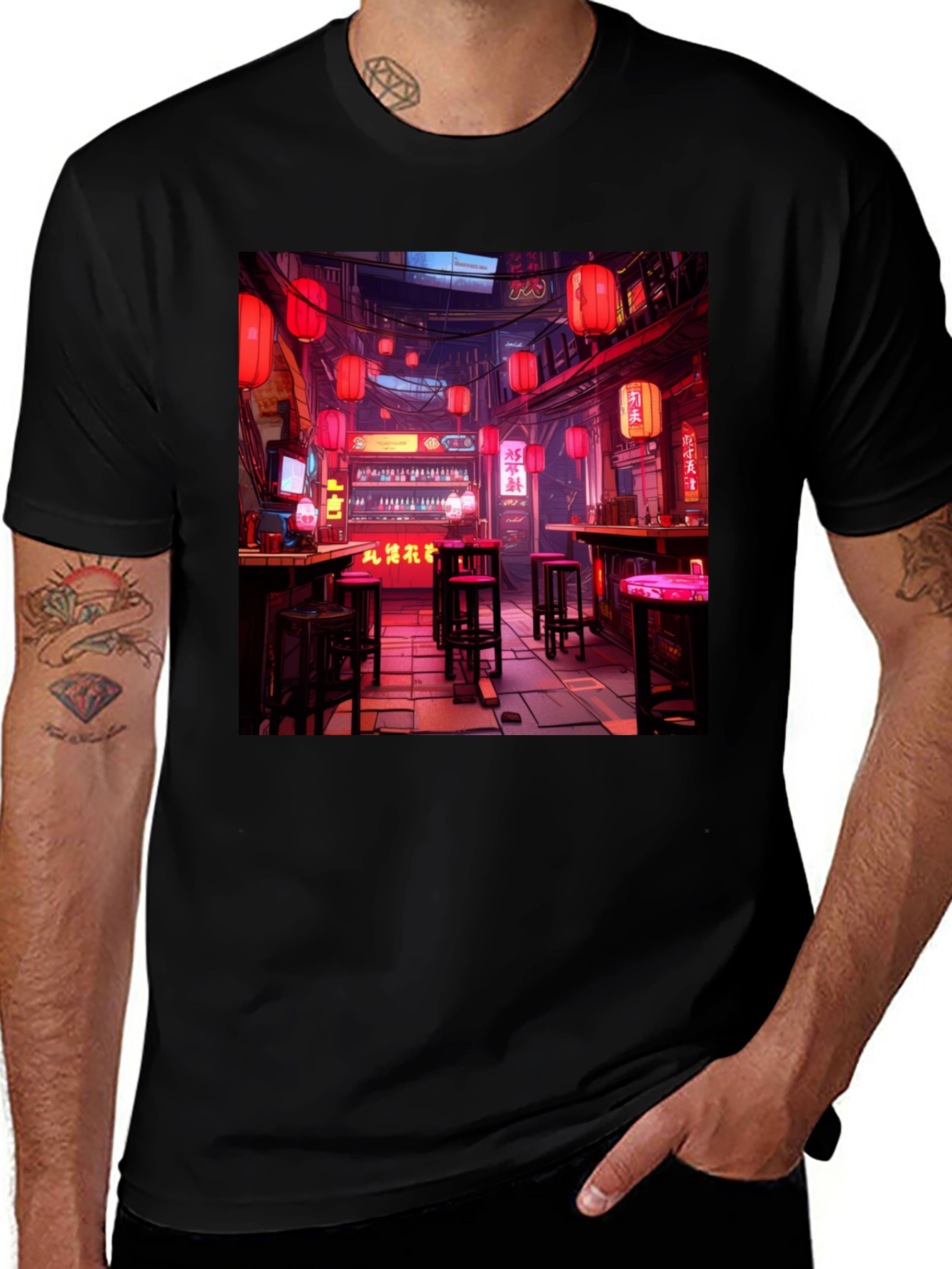 Variant 23 of Cyberpunk Bar Black T-Shirt