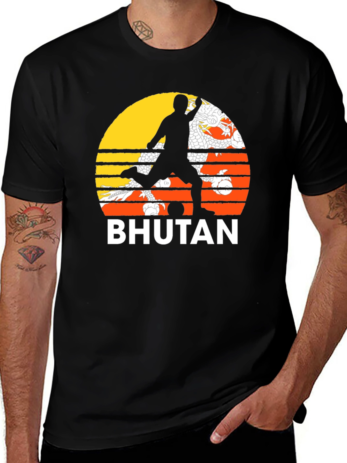 Bhutan Soccer T-Shirt Retro Style Tee