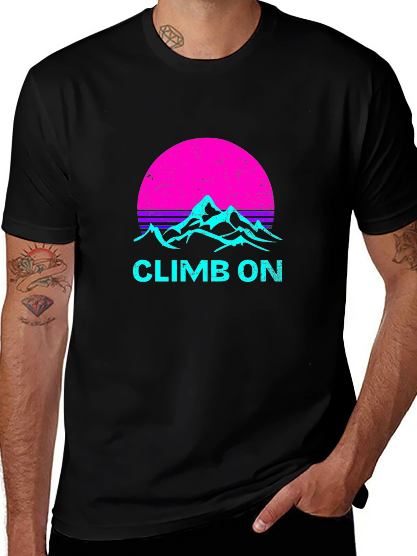 Variant 6 of Climb On T-Shirt Retro Mountain Design
