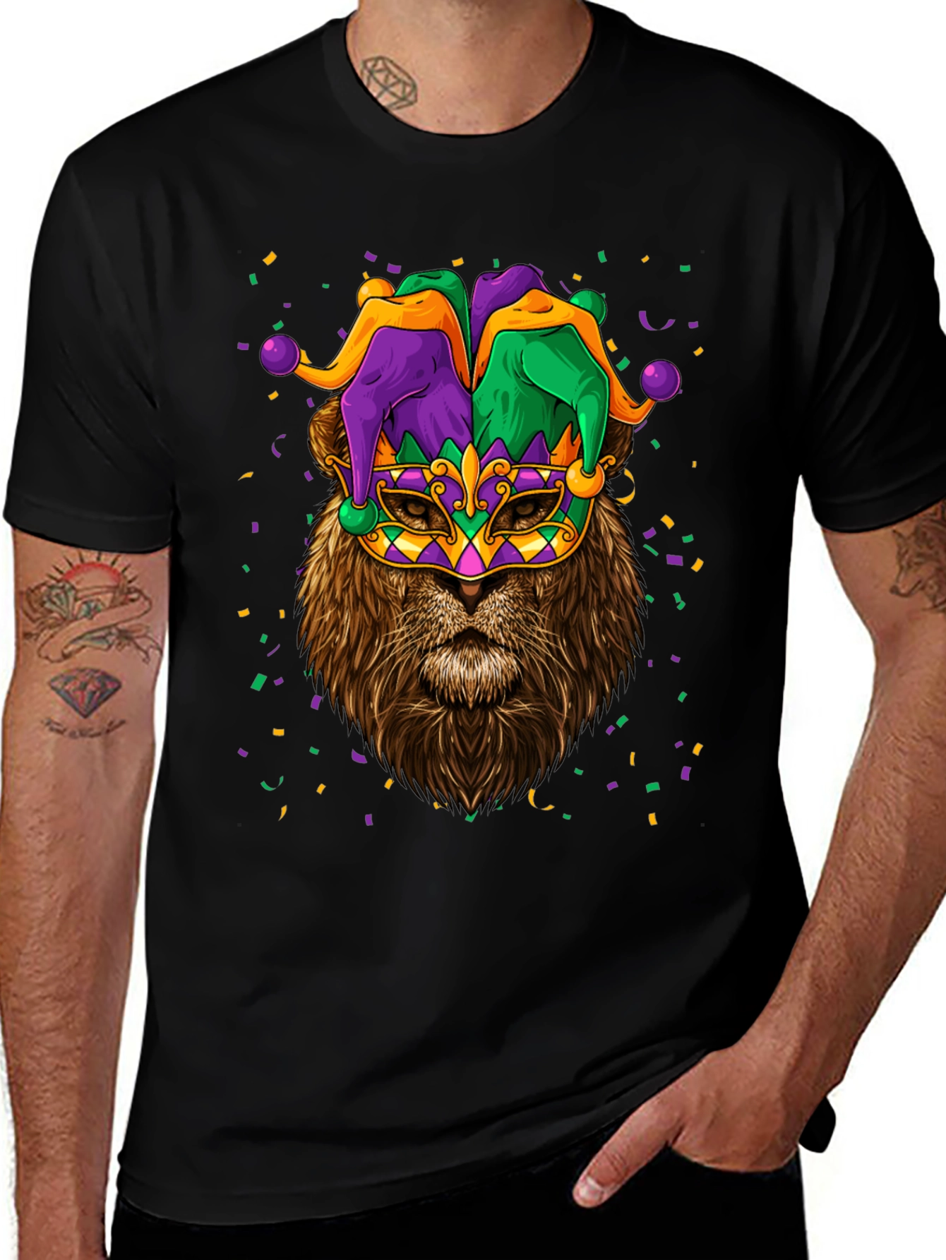 Variant 20 of Mardi Gras Lion T-Shirt - Festive Party Wear
