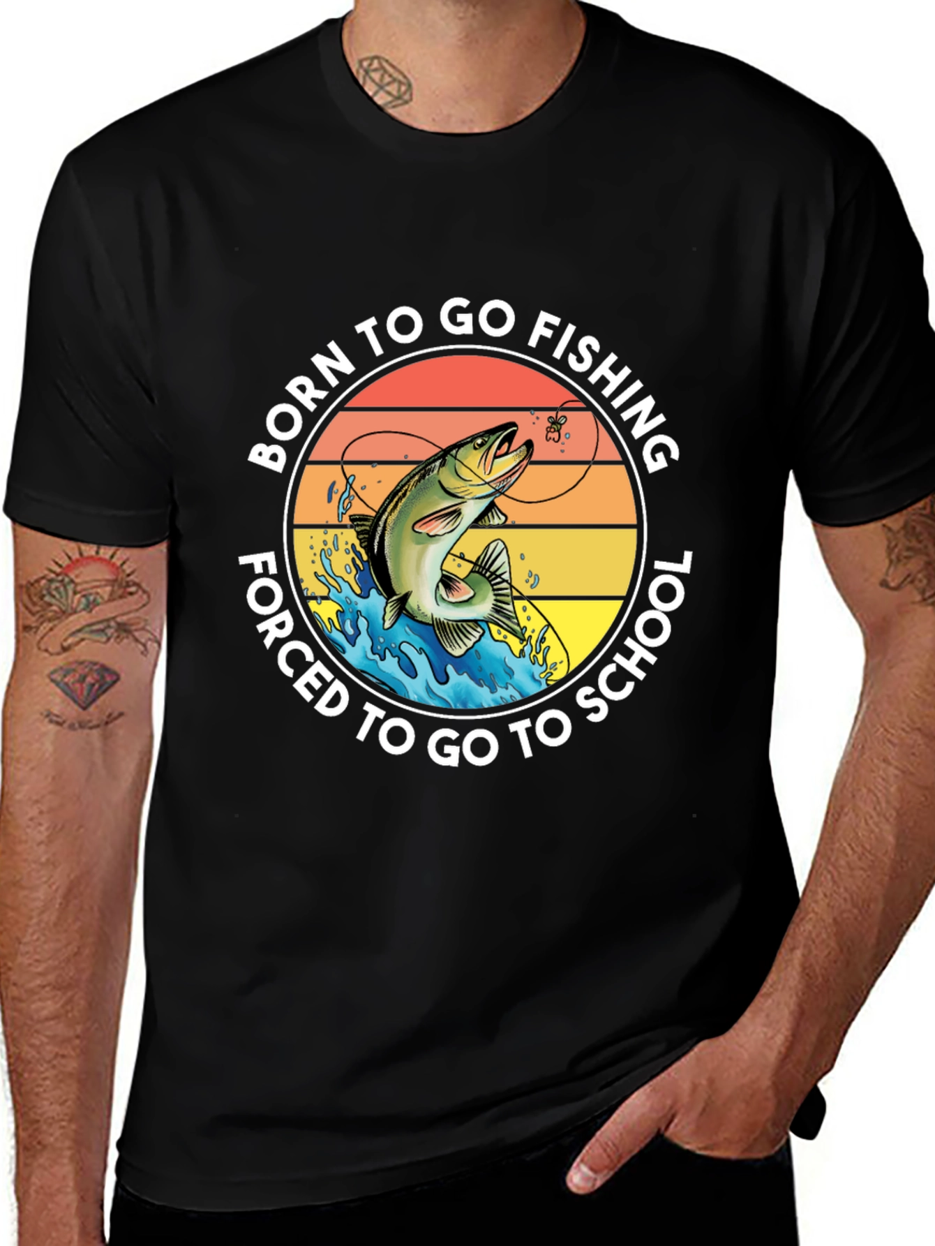 Variant 25 of Born to Fish Graphic T-Shirt