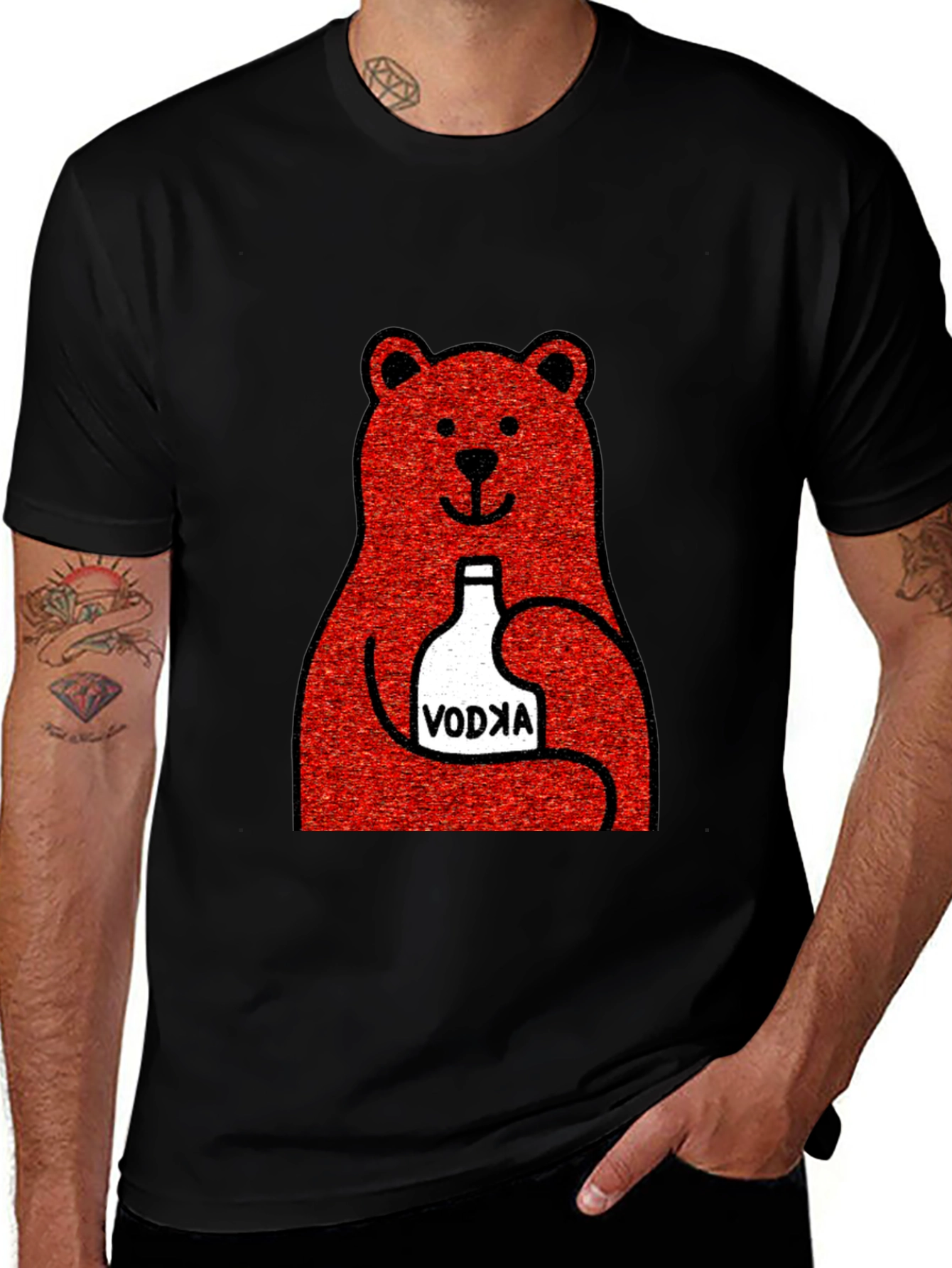 Vodka Bear Graphic Tee - Trendy Novelty T-Shirt