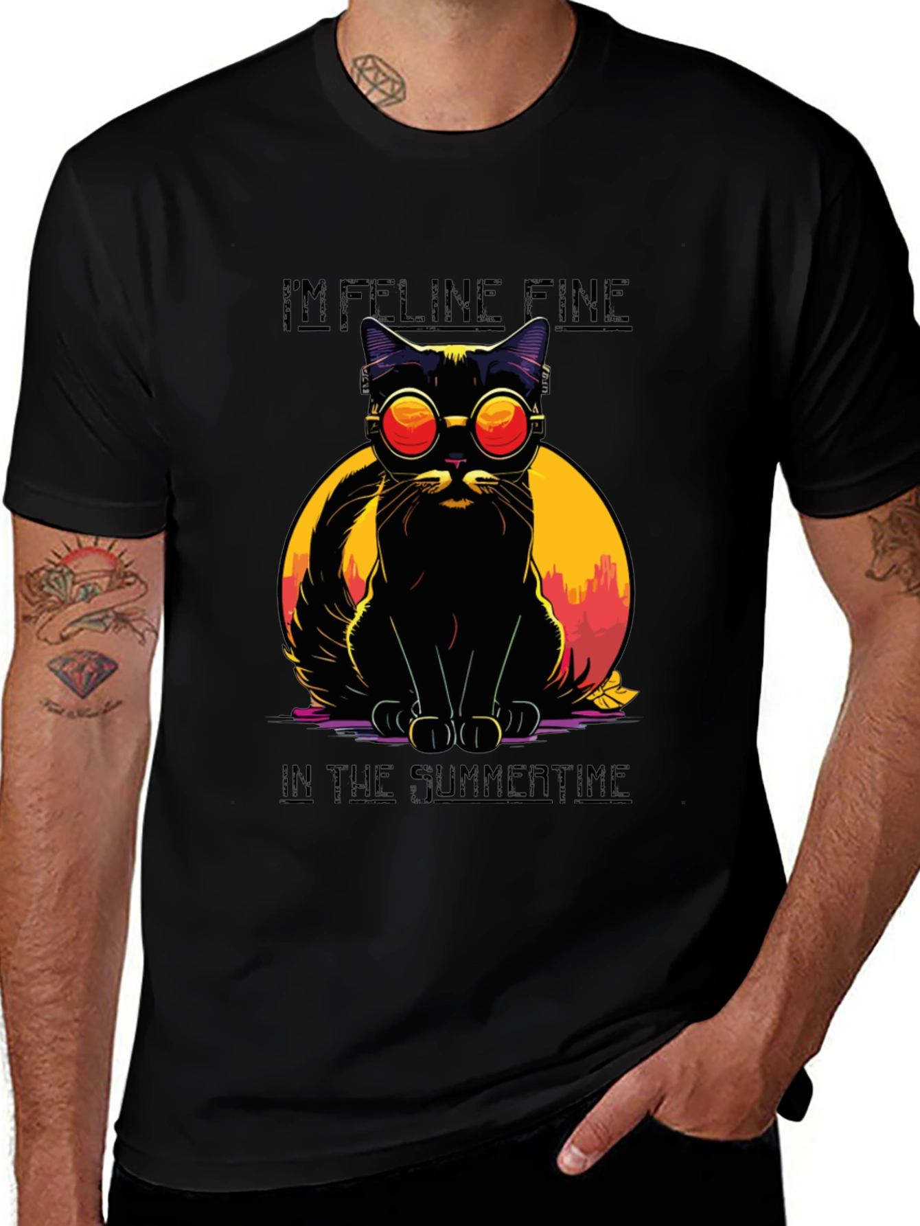 Black Feline Fine Summer Cat T-Shirt main image