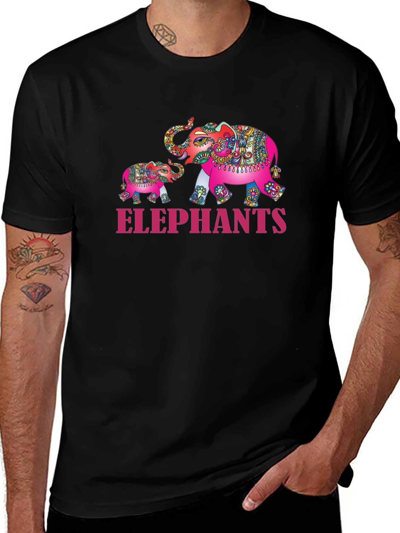 Variant 3 of Elephant Family Graphic Tee - Black