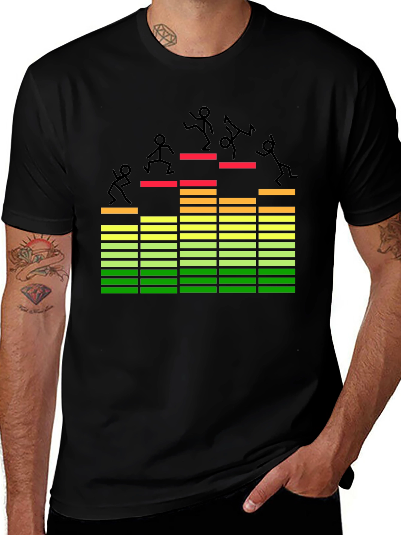 Variant 13 of Equalizer Stick Figure Black T-Shirt