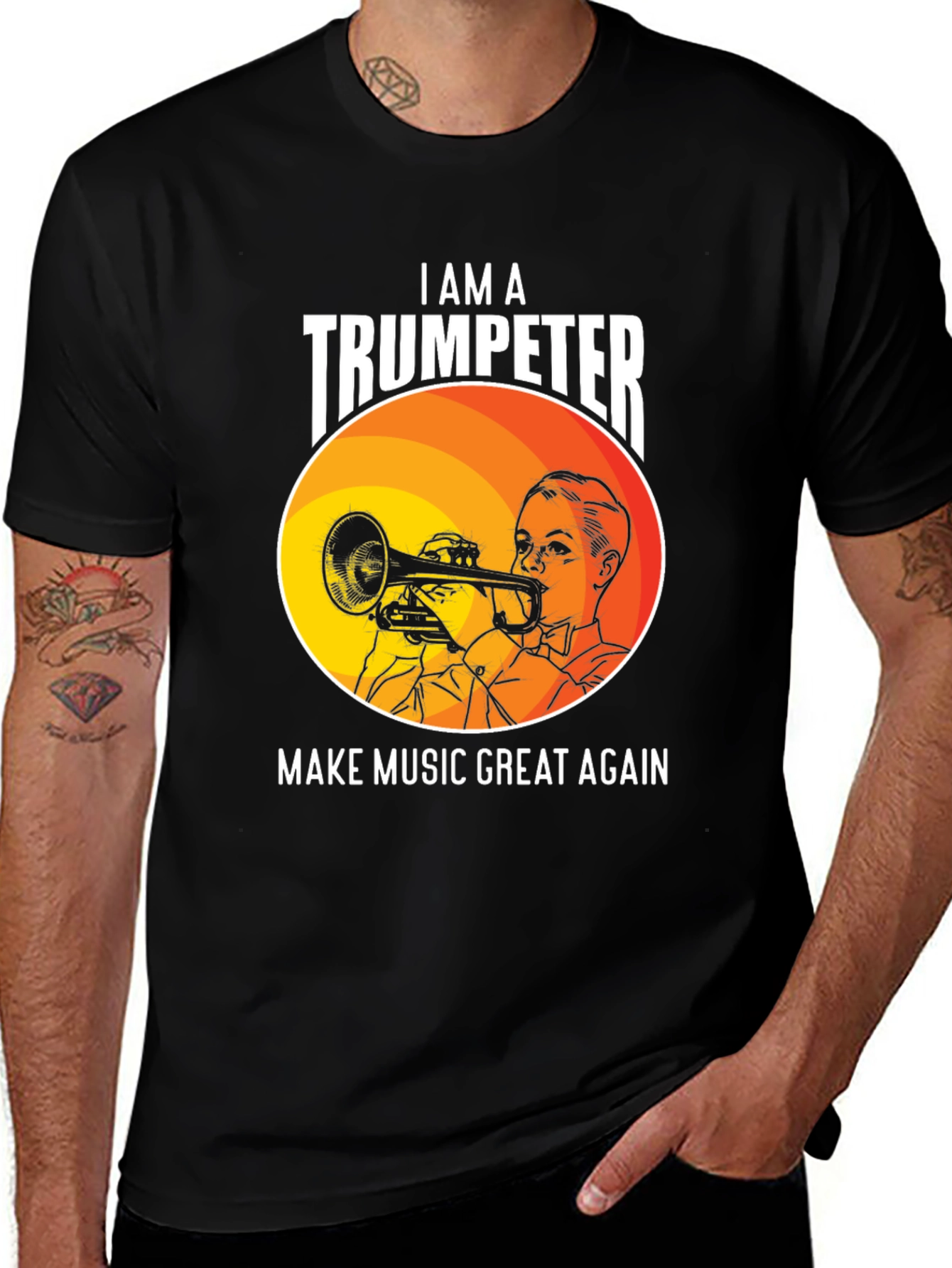 Variant 20 of Trumpeter Graphic T-Shirt: Make Music Great Again
