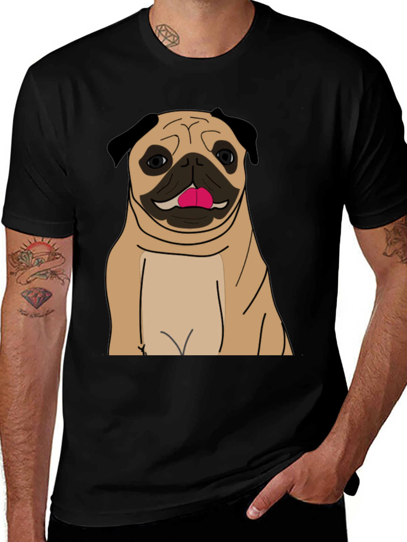 Variant 20 of Pug Graphic Print Black T-Shirt