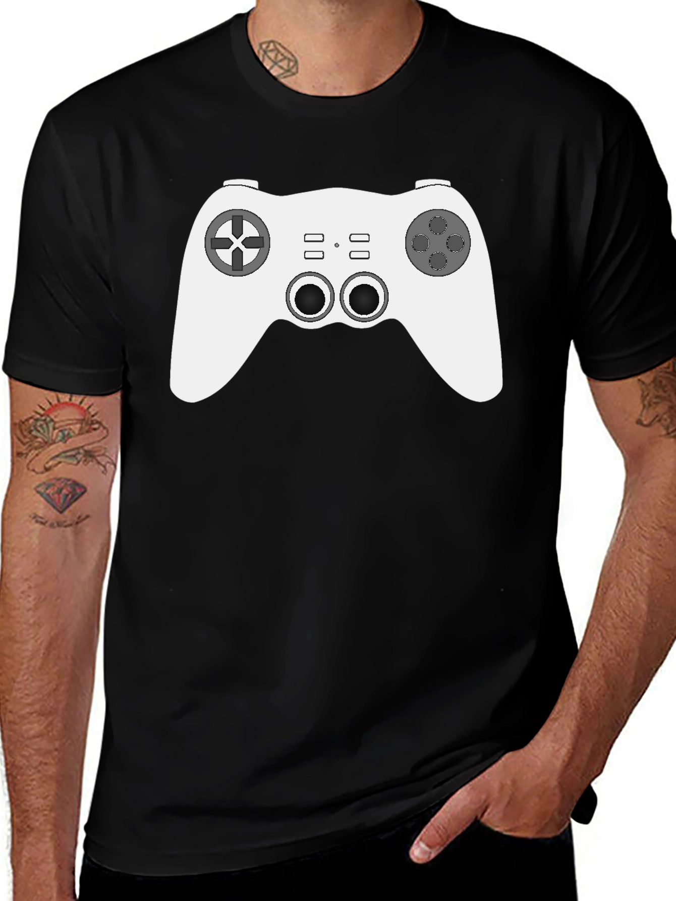 Variant 18 of Gamer Style Black Tee with Controller Graphic
