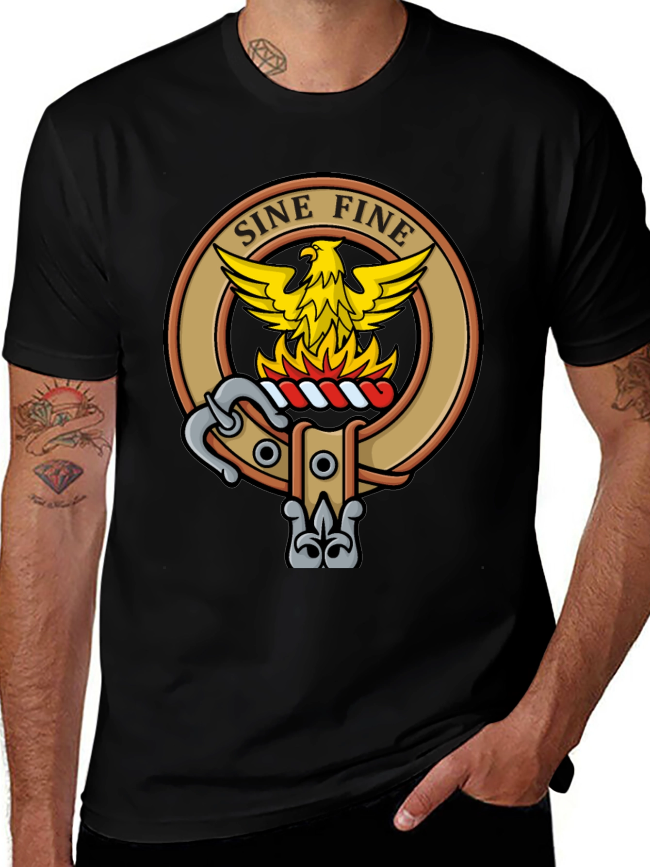 Variant 12 of Sine Fine Clan Crest Black T-Shirt
