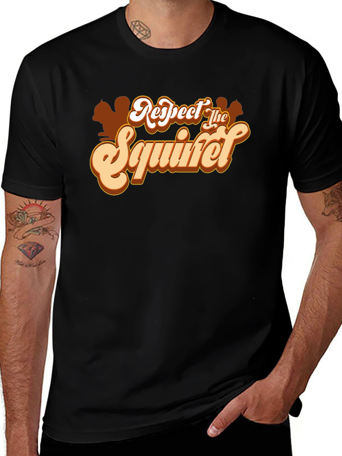Variant 8 of Respect The Squirrel T-Shirt Black
