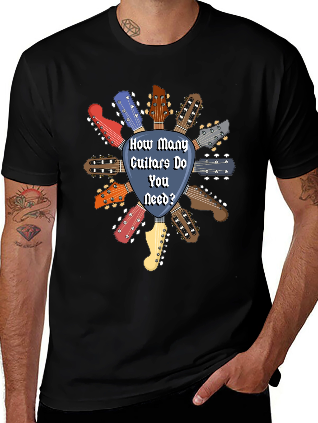 Variant 3 of Guitar Head T-Shirt - How Many Guitars Do You Need?