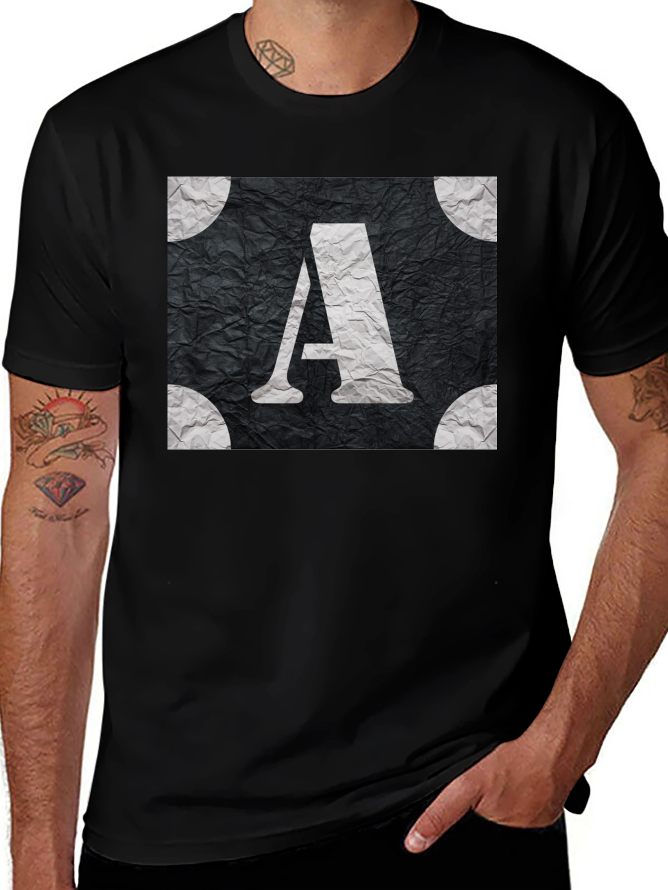 Variant 7 of Monogram 'A' Graphic Tee - Stylish Black T-Shirt