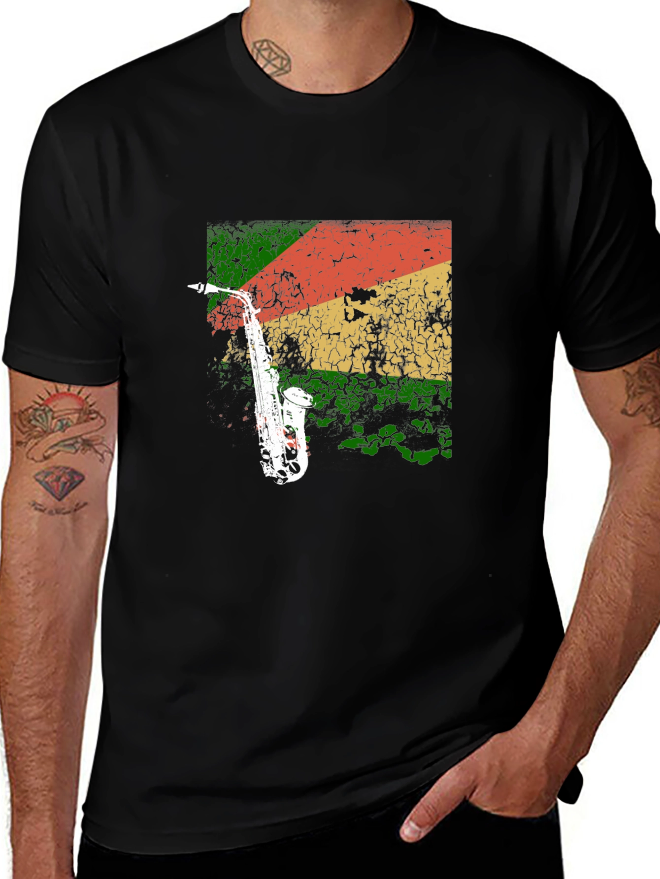 Variant 30 of Saxophone Reggae T-Shirt - Cool Music Tee