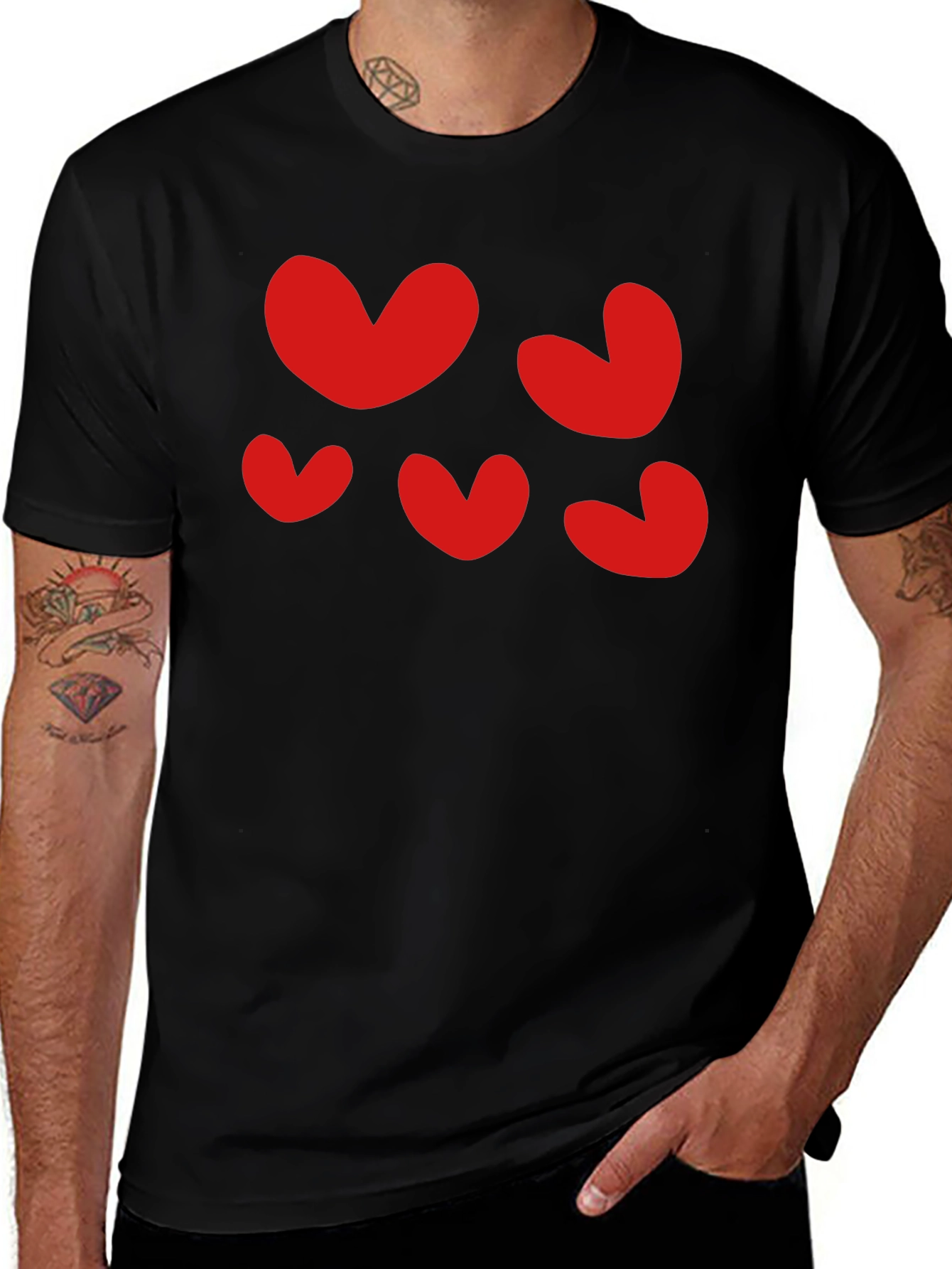 Variant 18 of Heart Pattern Black T-Shirt