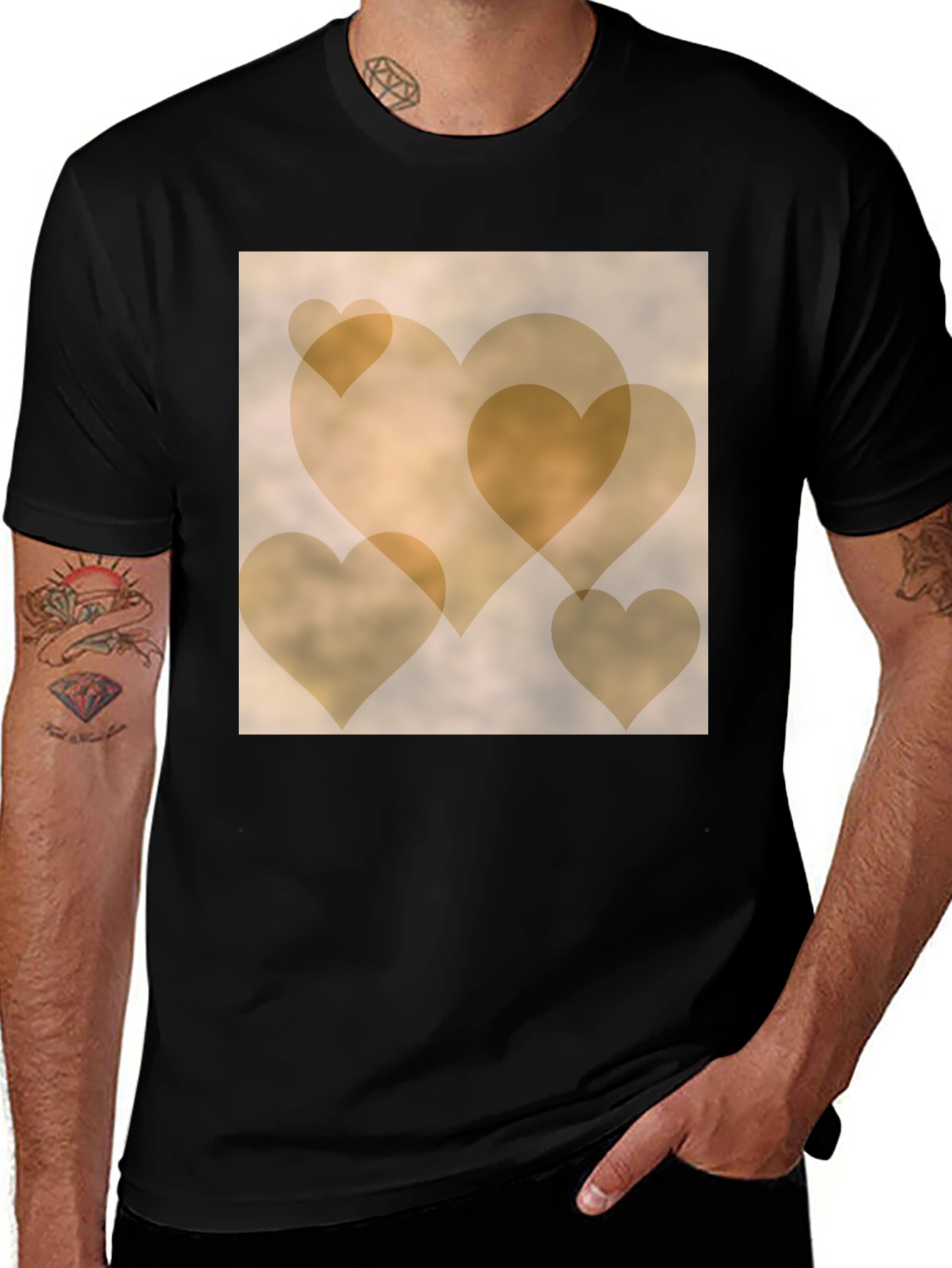 Variant 6 of Heart Graphic T-Shirt - Black Casual Tee