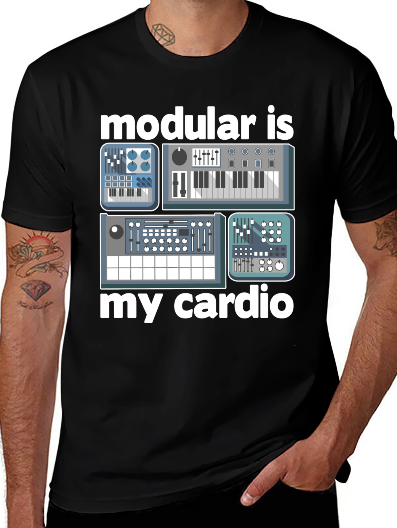 Variant 27 of Modular Synthesizer Cardio T-Shirt