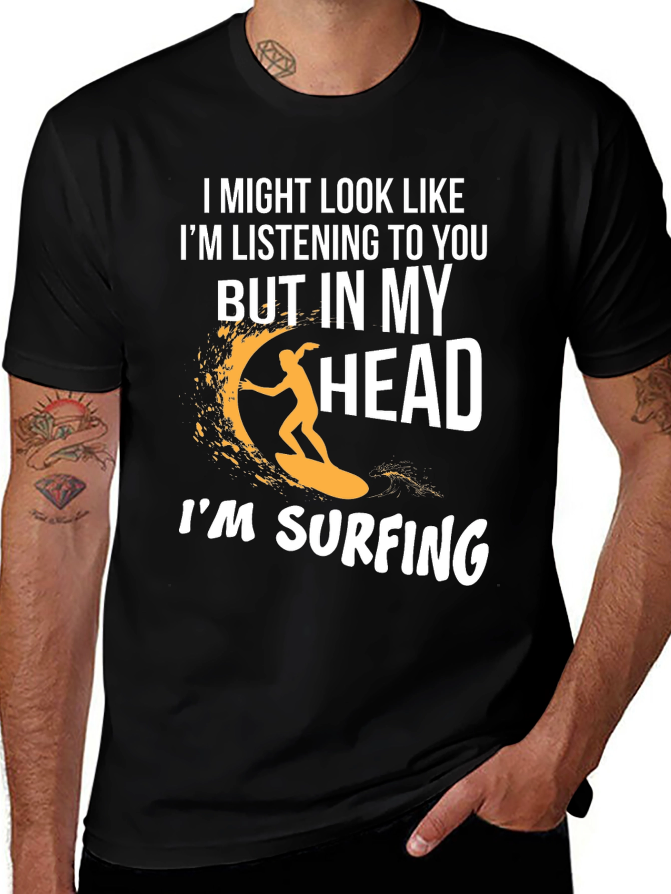 Variant 28 of Surfing Head T-Shirt - Funny Novelty Tee