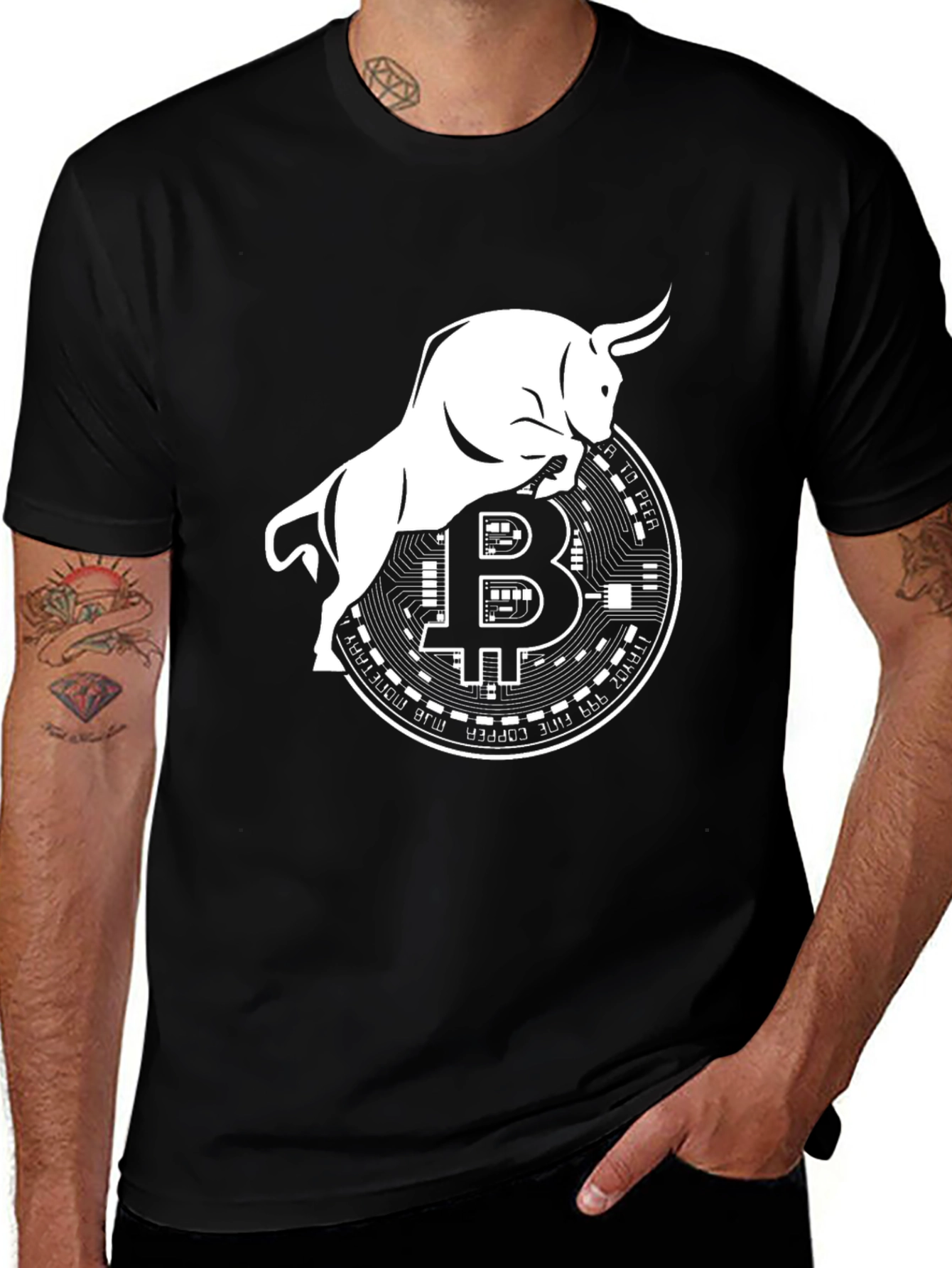 Variant 27 of Bitcoin Bull Black T-Shirt