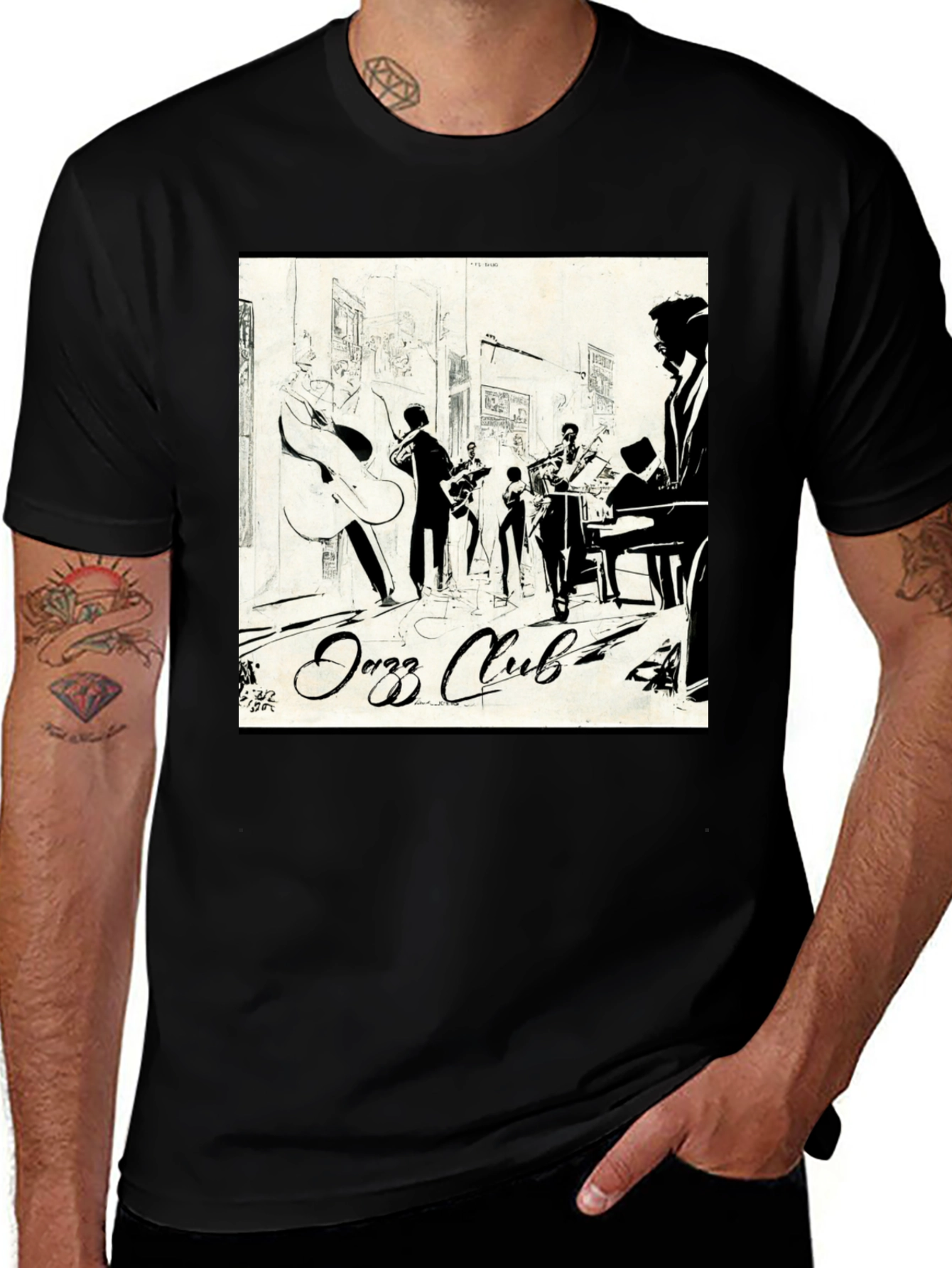 Variant 10 of Jazz Club Graphic T-Shirt - Cool Band Tee