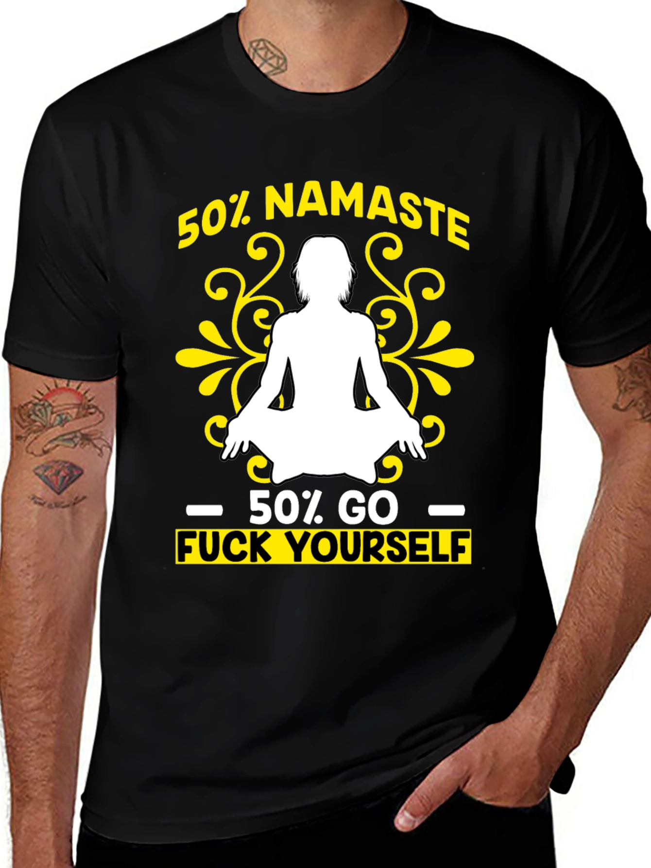 Variant 10 of Funny Yoga T-Shirt: 50% Namaste, 50% Go F Yourself