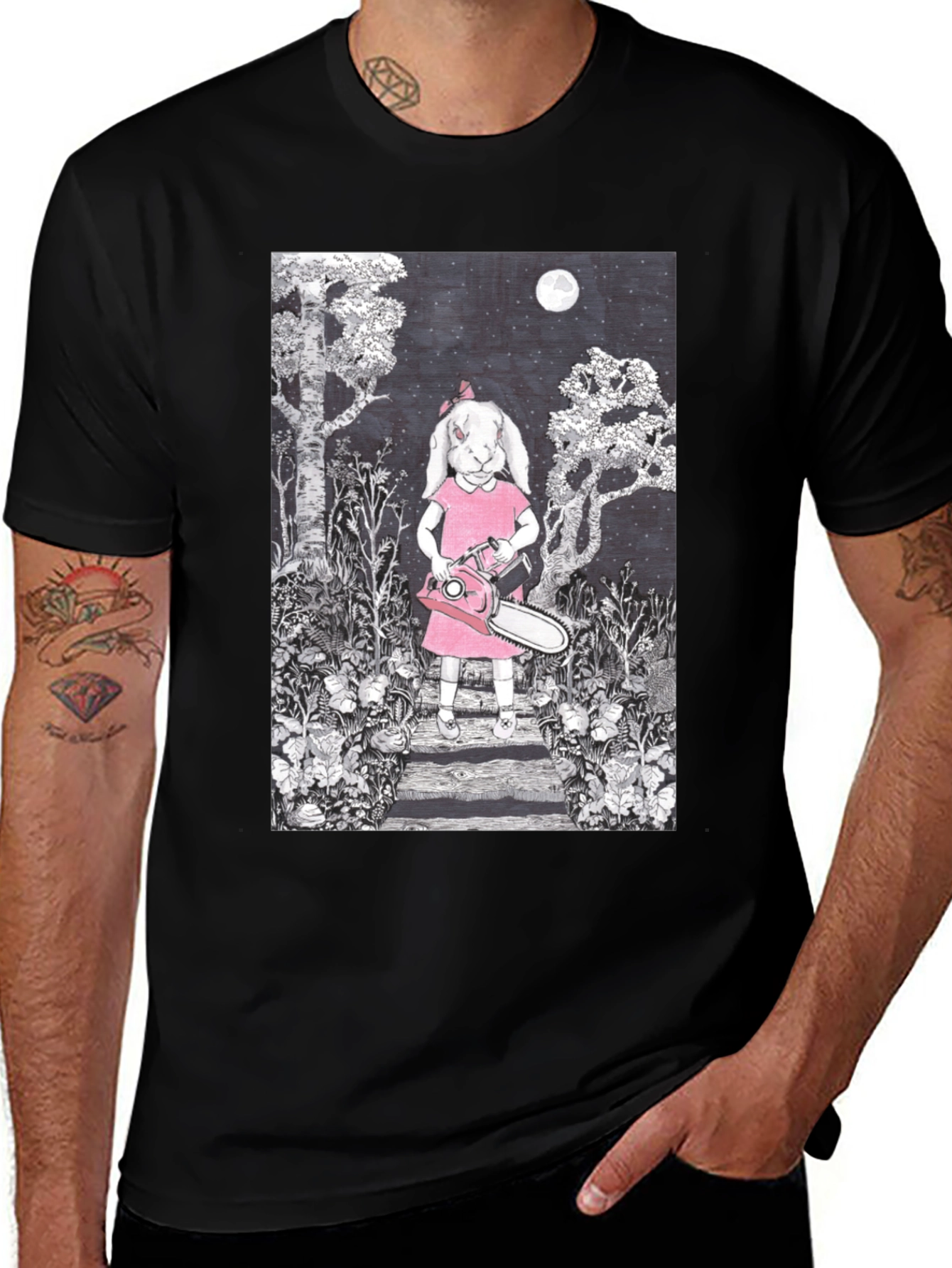 Variant 11 of Surreal Bunny Chainsaw Graphic Tee