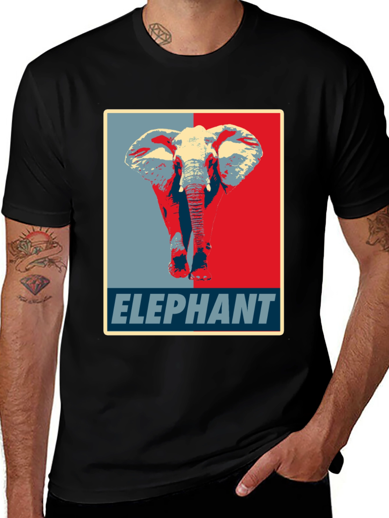 Variant 3 of Elephant Graphic Print Crew Neck T-Shirt