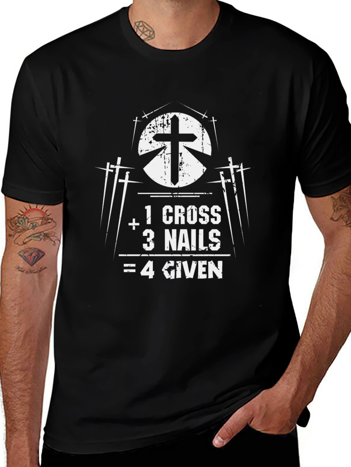 Faith Graphic Tee - Cross and Nails Design
