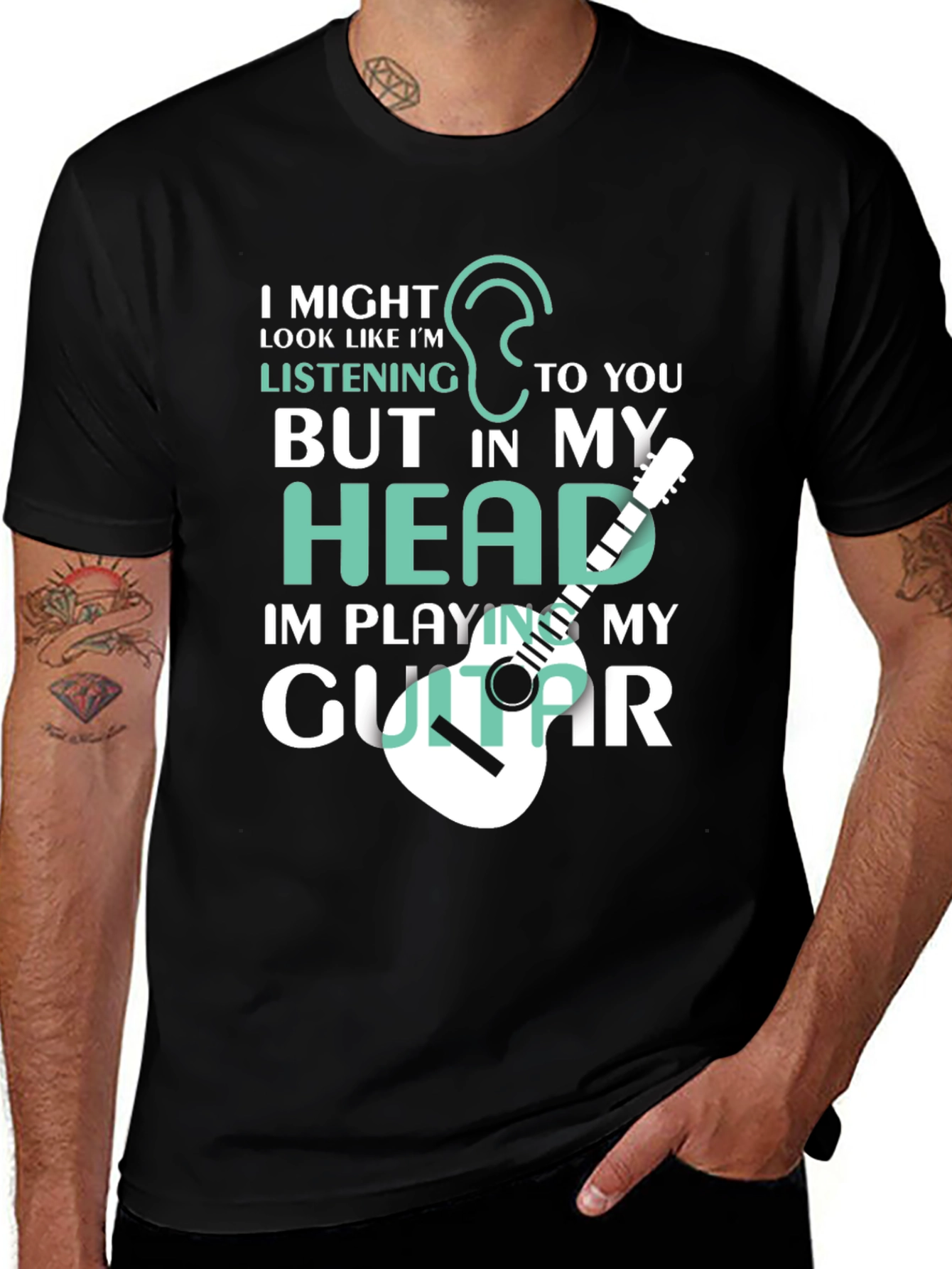 Variant 4 of Funny Guitar Player T-Shirt - I'm Playing My Guitar In My Head