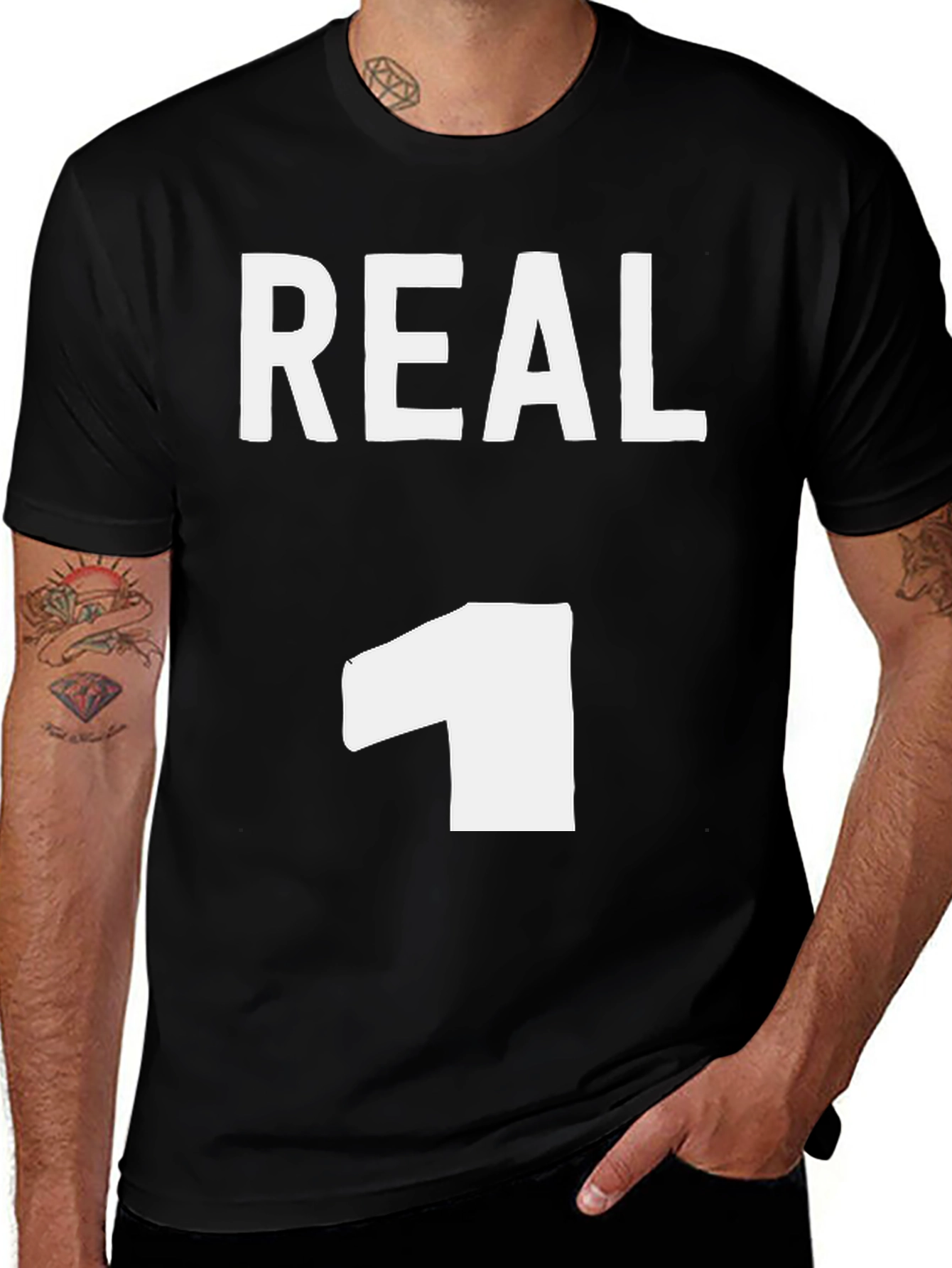 Variant 28 of Real One Graphic Tee - Black Casual T-Shirt