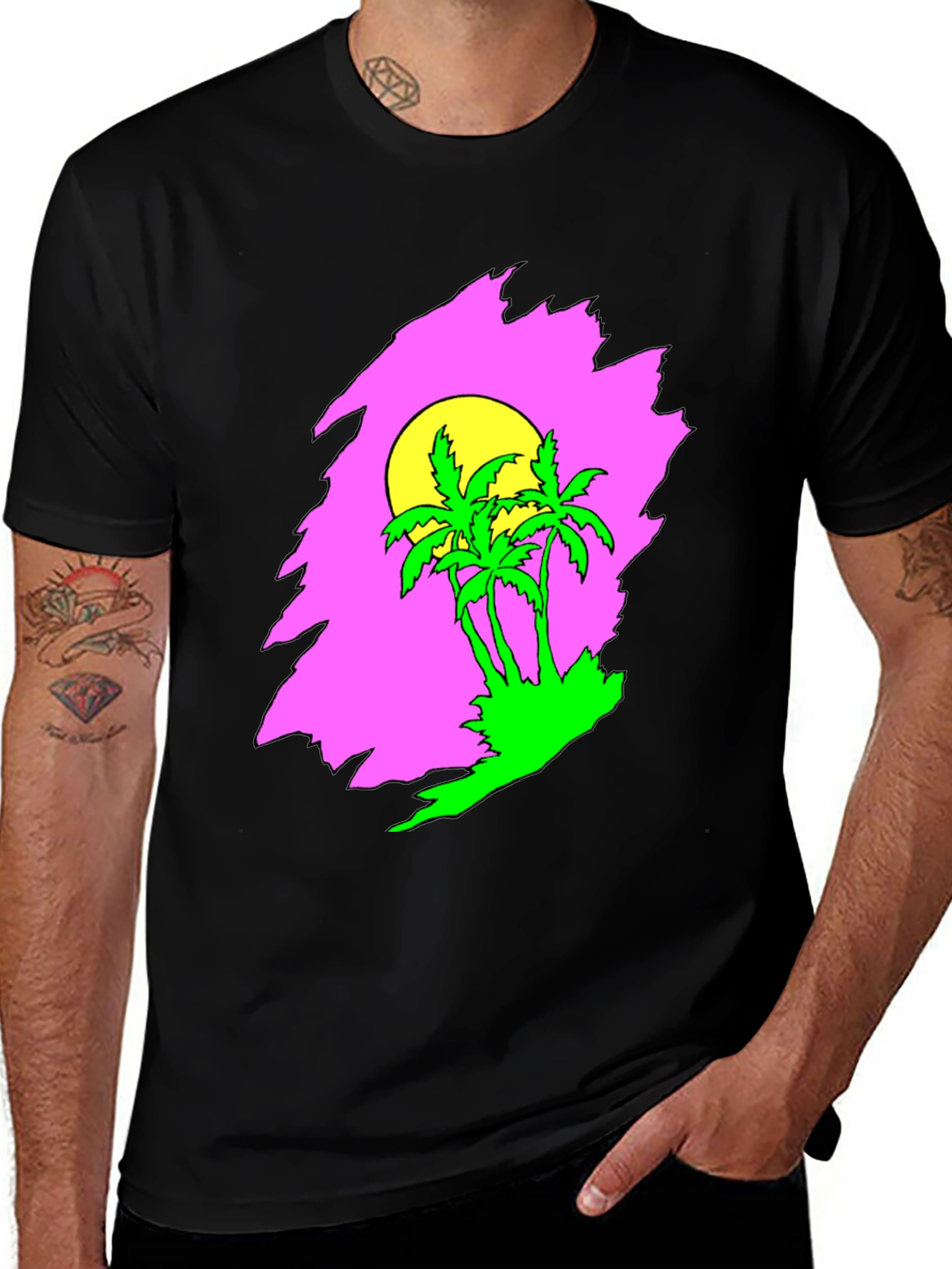 Variant 30 of Retro Palm Tree Sunset Graphic Tee