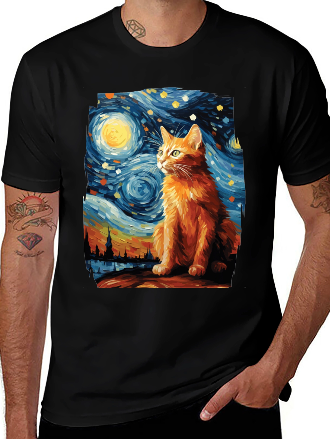 Variant 24 of Starry Night Cat T-Shirt