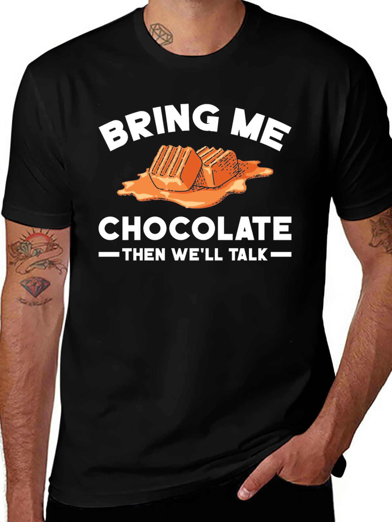 Variant 17 of Funny Chocolate T-Shirt - Bring Me Chocolate Then We'll Talk