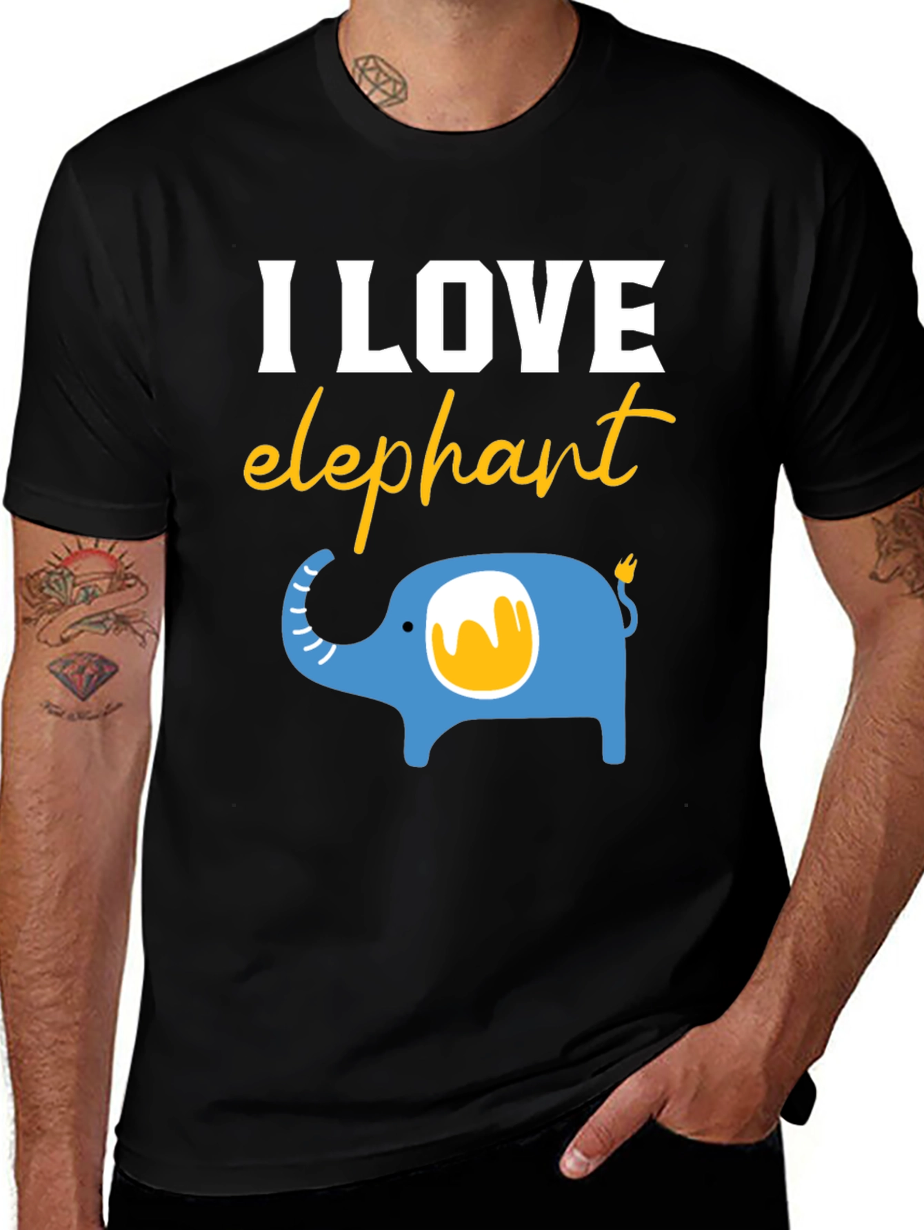 Variant 7 of I Love Elephants Graphic T-Shirt