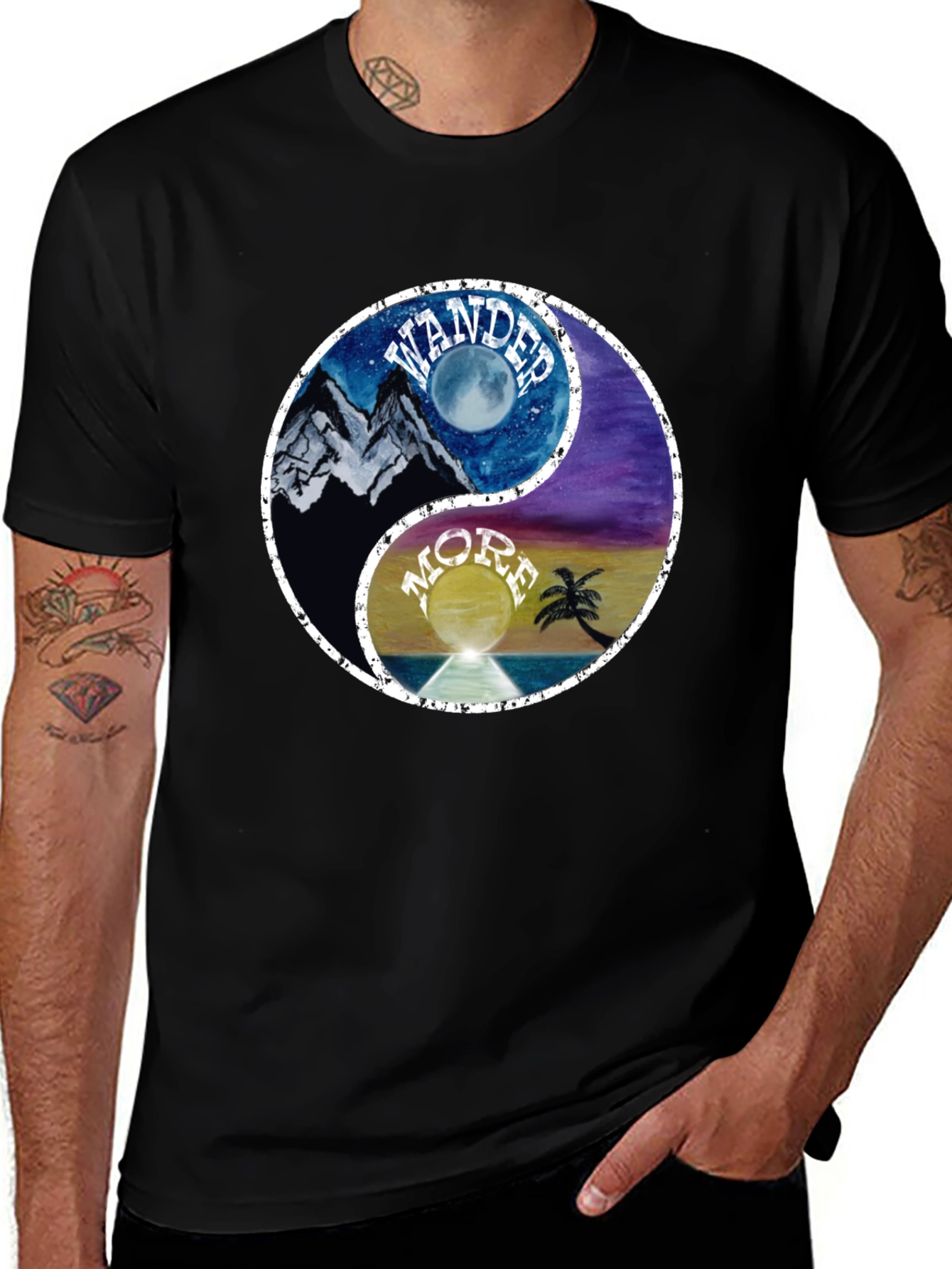 Variant 28 of Yin Yang Wander More Graphic T-Shirt