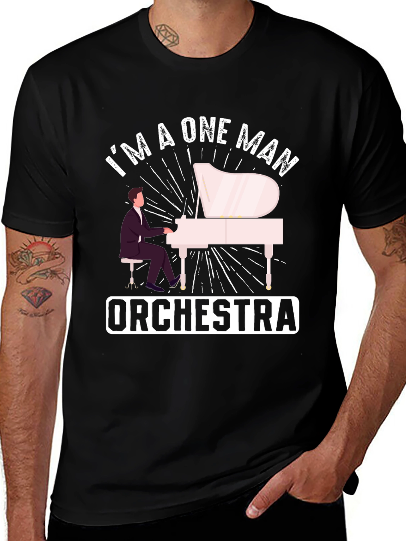 Variant 12 of One Man Orchestra T-Shirt - Piano Musician Tee