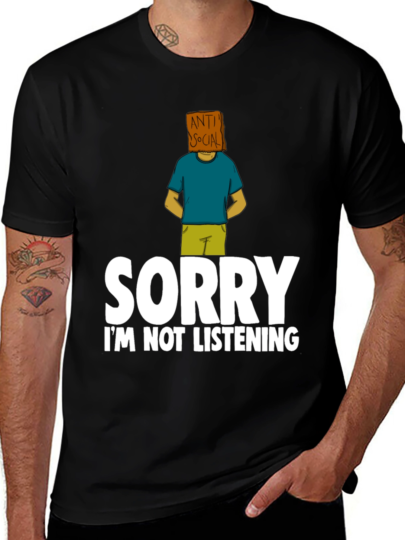 Variant 12 of Anti Social T-Shirt: Sorry I'm Not Listening Tee