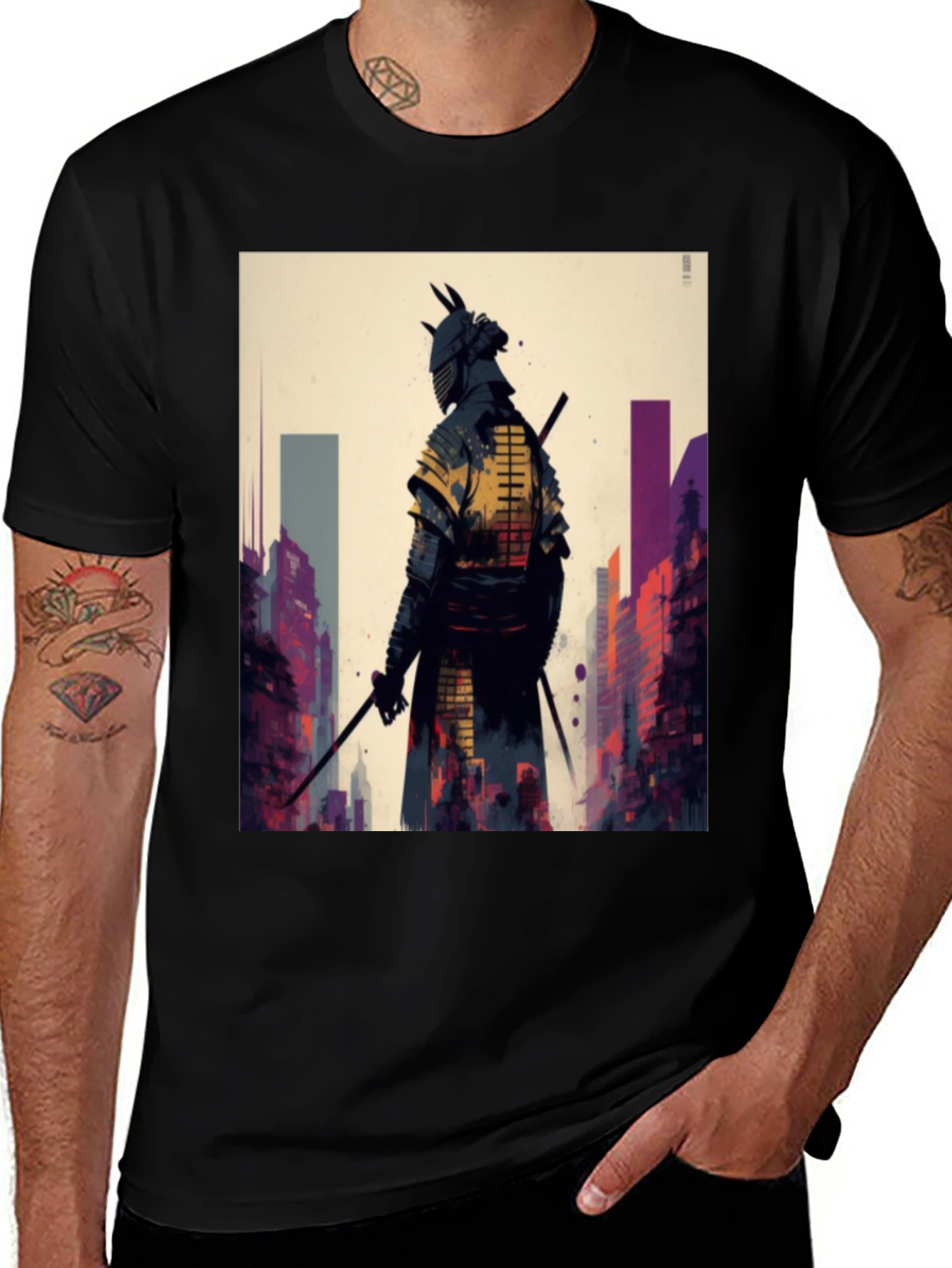 Variant 18 of Samurai Cityscape Graphic Tee