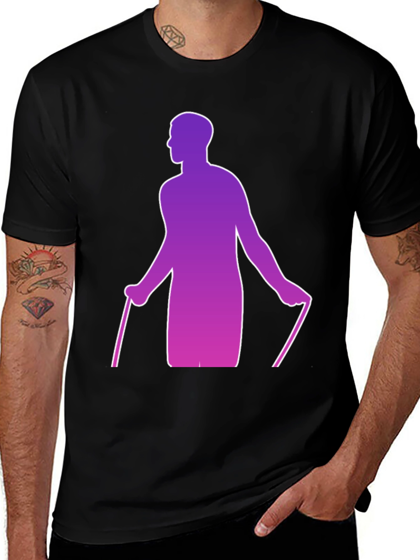 Variant 11 of Gradient Skier Graphic Black T-Shirt