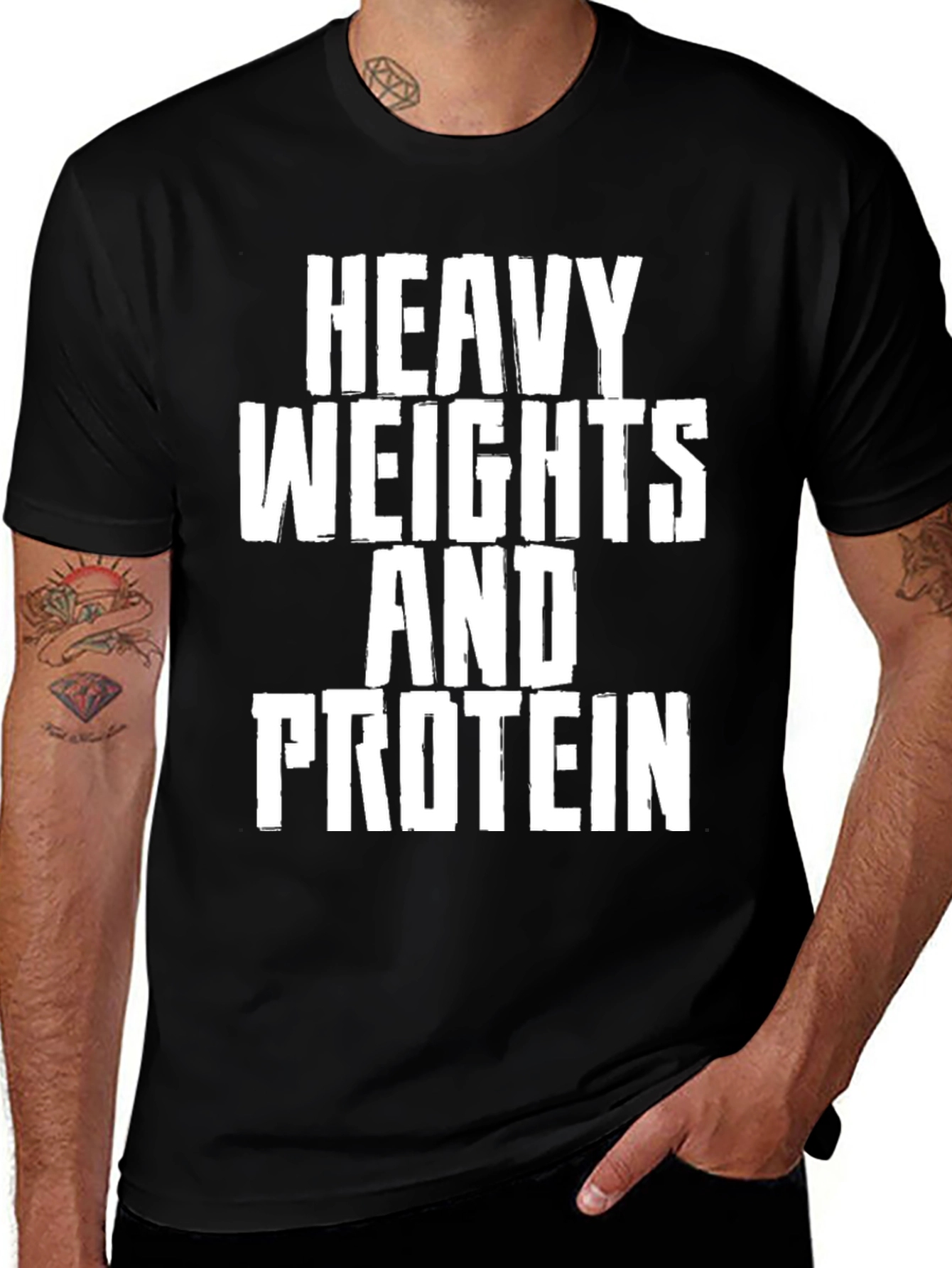 Variant 14 of Heavy Weights and Protein Black T-Shirt