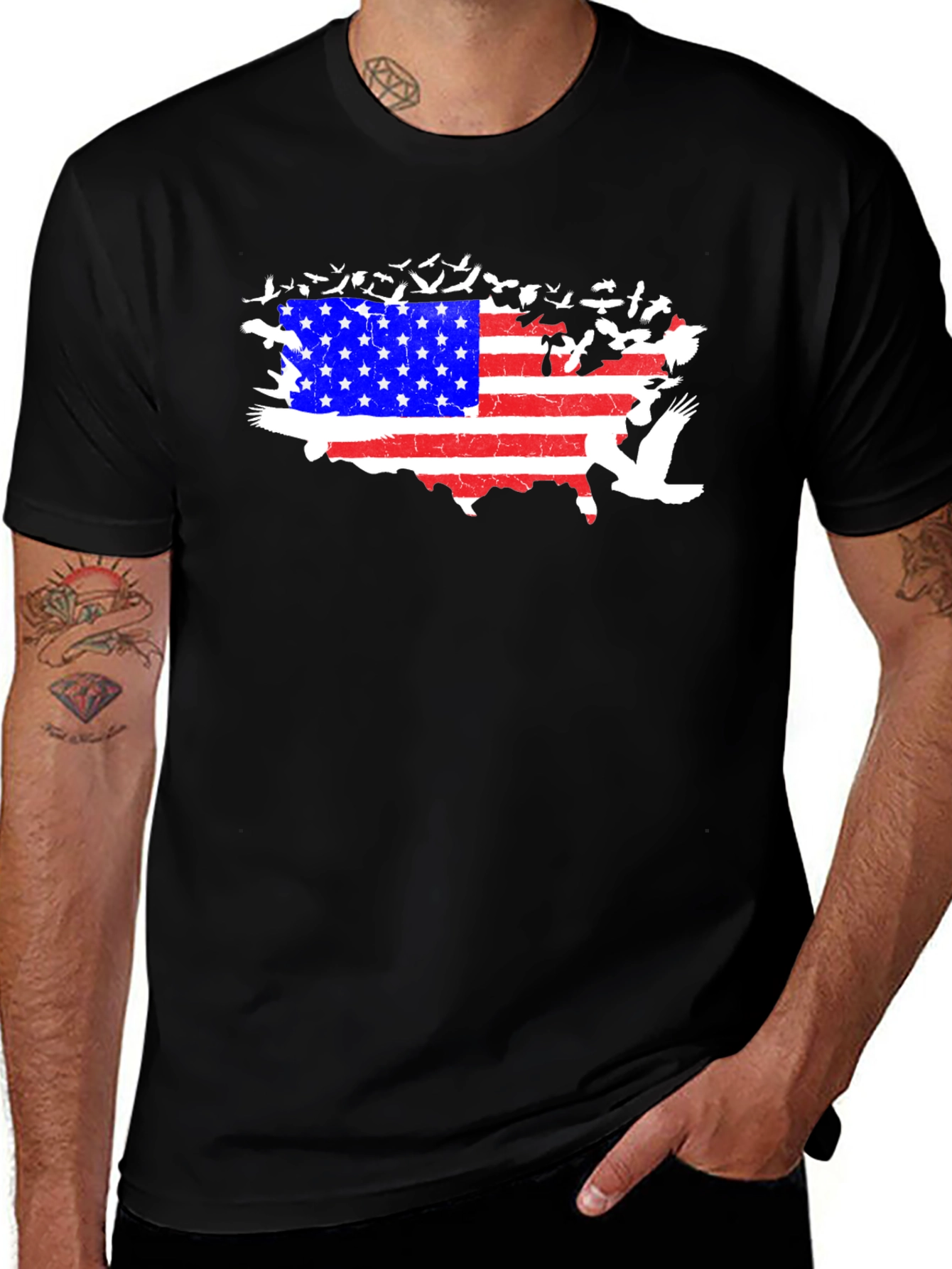USA Flag Map Bird T-Shirt