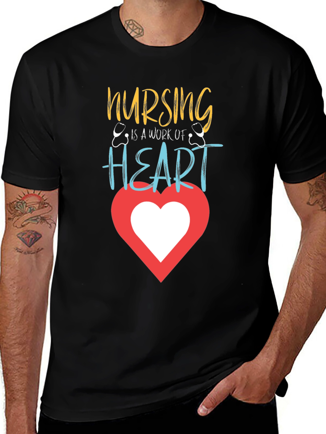 Variant 7 of Nursing is a Work of Heart Graphic T-Shirt