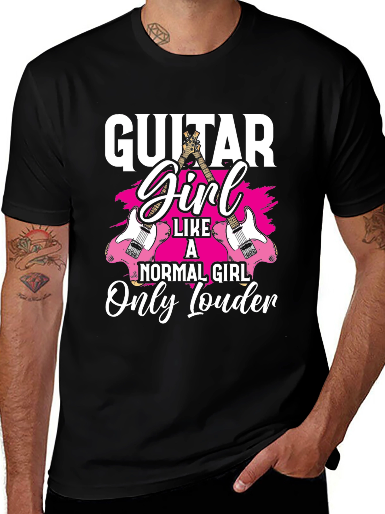 Variant 20 of Guitar Girl Loud T-Shirt - Musician Novelty Tee