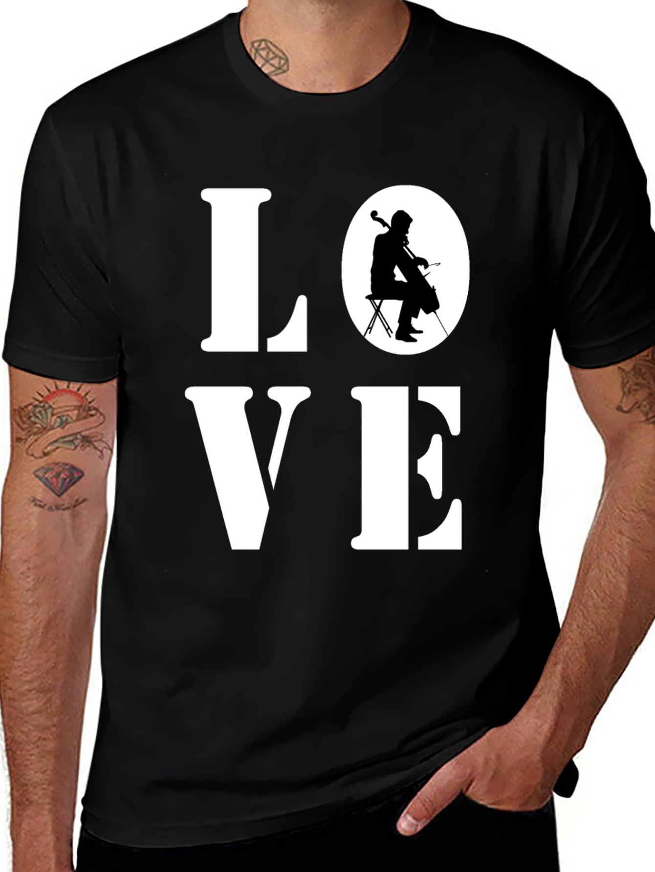 Variant 17 of Love Music T-Shirt - Cello Player Design
