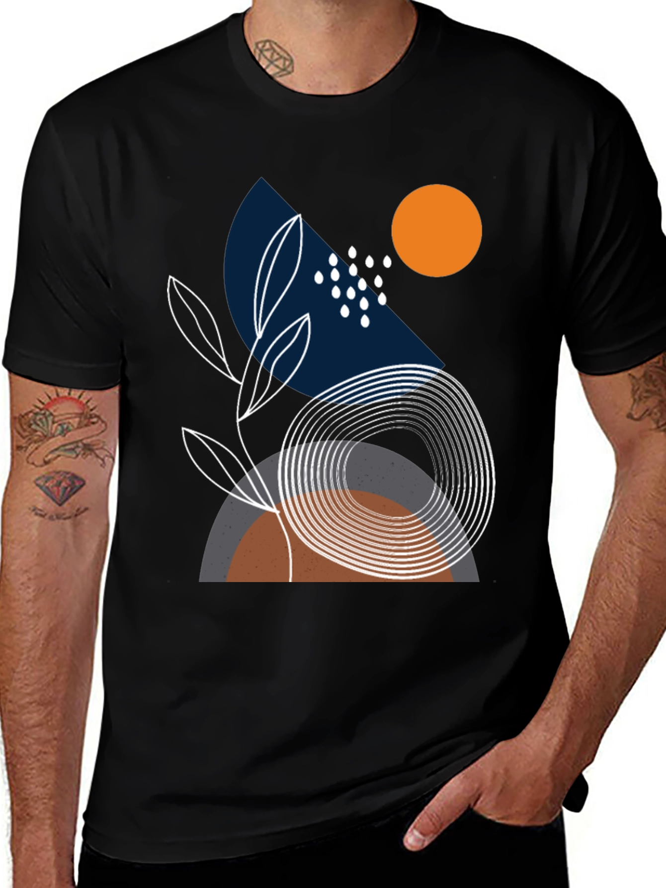 Variant 20 of Abstract Graphic Print Men's Black T-Shirt
